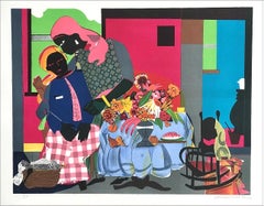 MORNING Signed Lithograph, Interior Scene Black Women, African American Culture