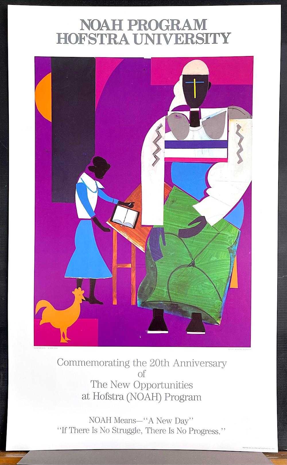 NOAH MEANS - A NEW DAY 1985 Lithograph Art Poster, Black Women, Purple, Green en vente 3