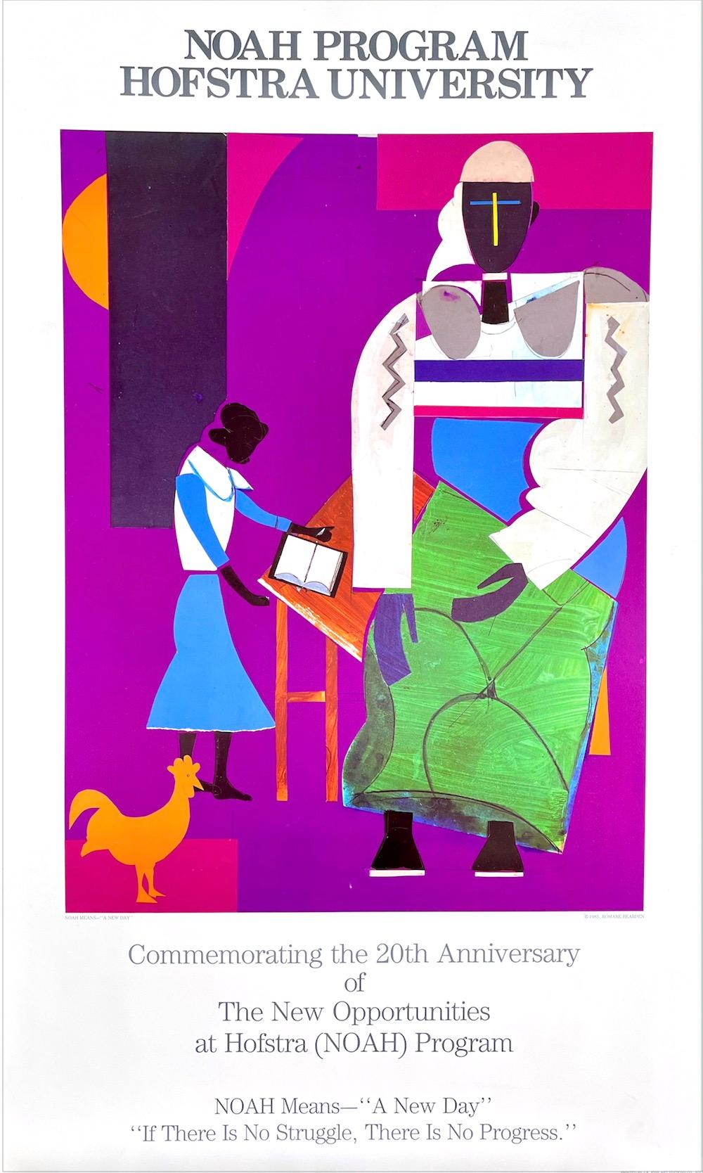 Romare Bearden Portrait Print - NOAH MEANS - A NEW DAY Hofstra University Art Poster, 1st Edition 1985