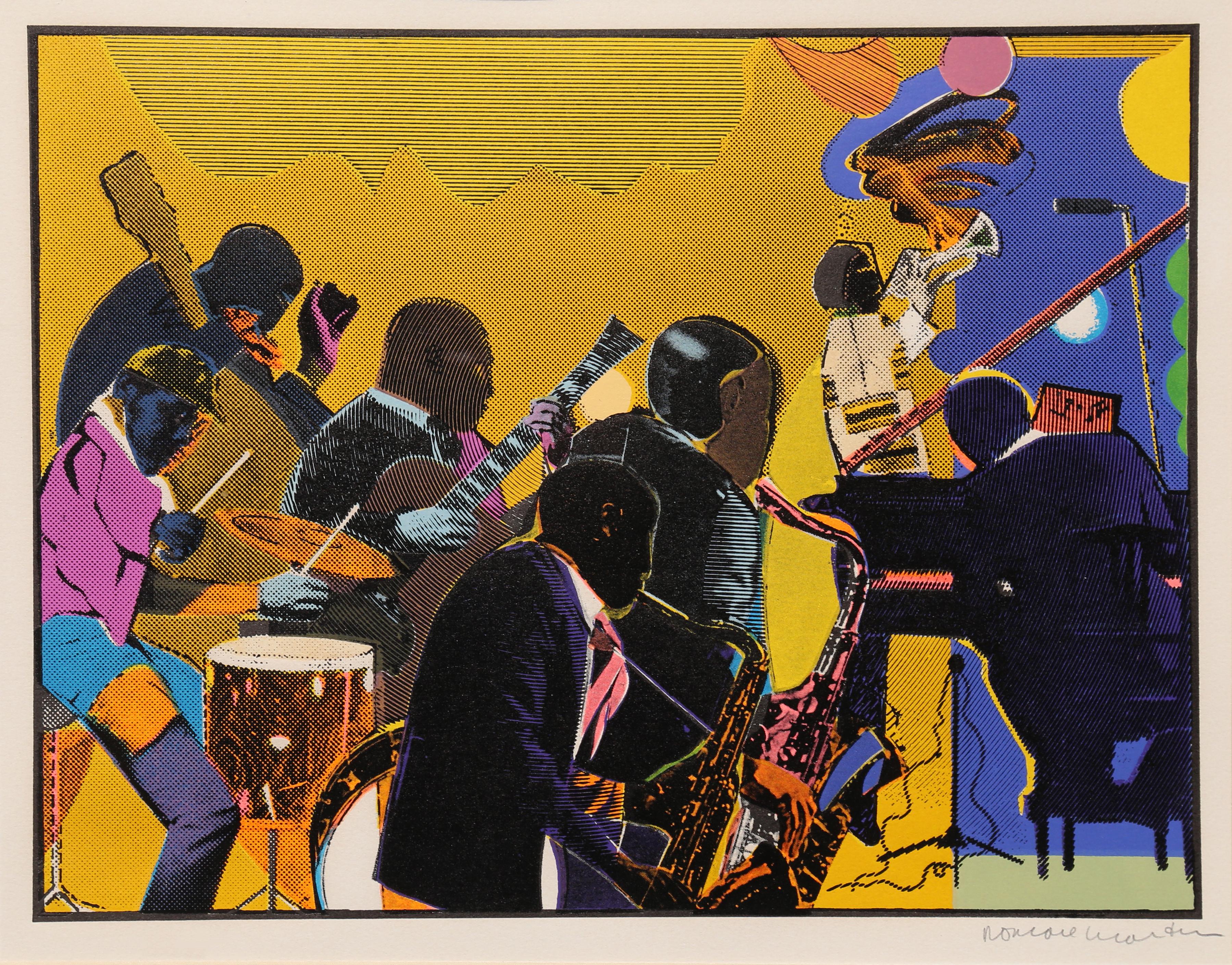 Artiste :	Romare Bearden
Titre :	Out Chorus
Année :	1979-80
Moyen :	Photogravure sur Arches, signée et numérotée au crayon
Edition :	200
Taille de l'image :	12 x 16 pouces
Taille du papier : 22 x 30 pouces

Référence : #97B, Figure 1 à la page 6 de