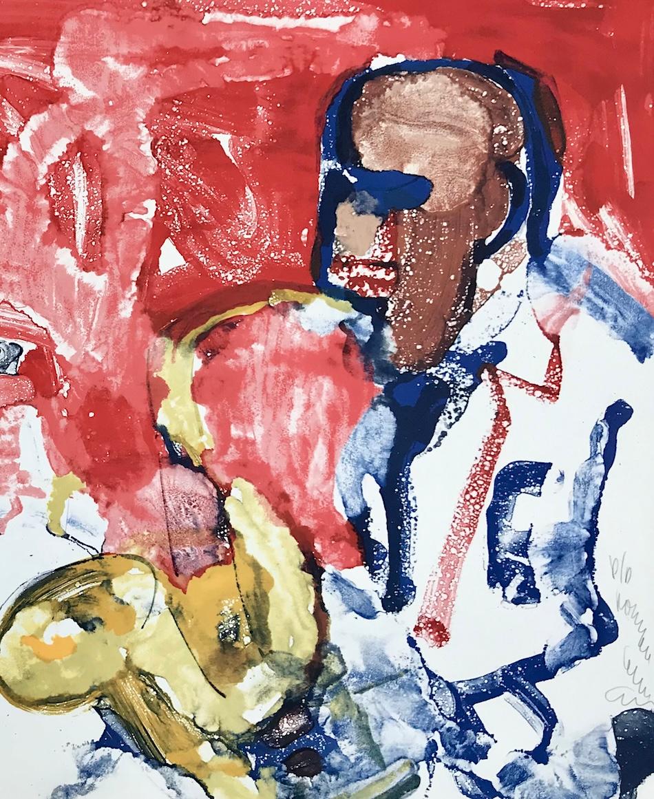 OUT CHORUS(RHYTHM SECTION) est une lithographie couleur en édition limitée, imprimée selon des méthodes traditionnelles de lithographie à la main sur du papier d'archivage Arches, 100 % sans acide, dans une édition de 175 exemplaires du célèbre