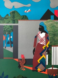 PEPPER JELLY LADY Signed Lithograph Black Woman, Rooster, Train, Black Culture