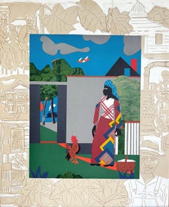 PEPPER JELLY LADY Signed Lithograph Black Woman, Rooster, Train, Black Culture