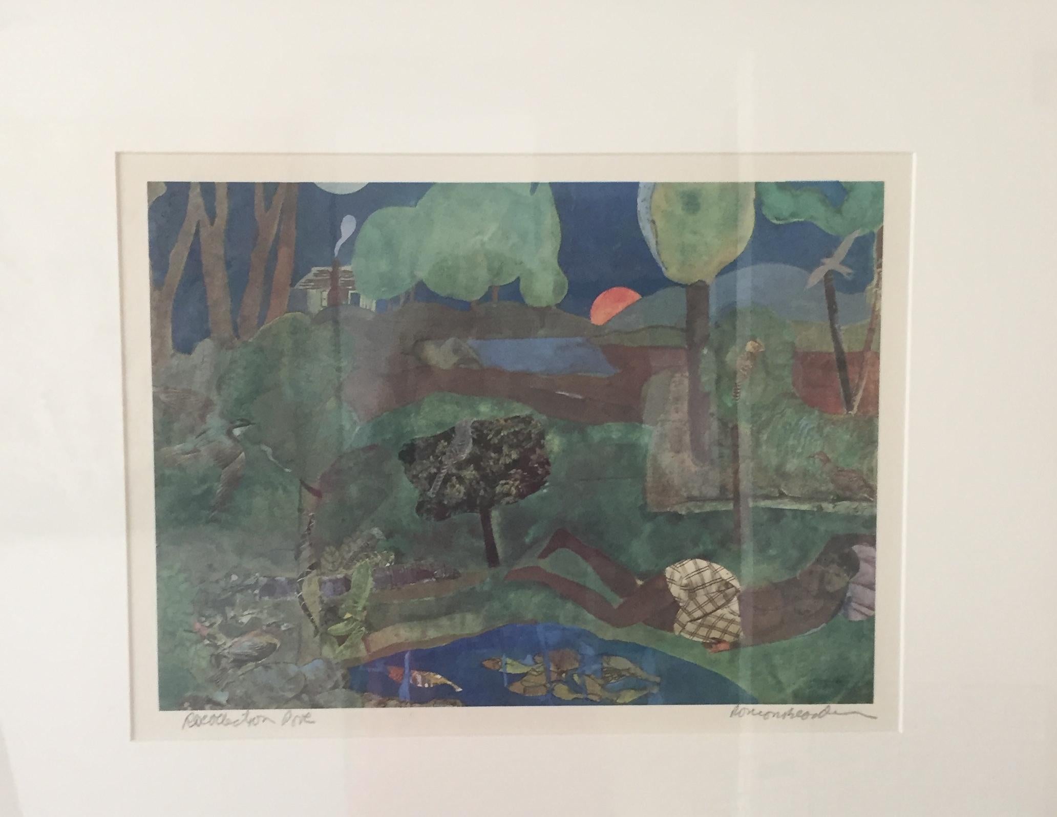 Recollection Pool African American artwork - Print by Romare Bearden