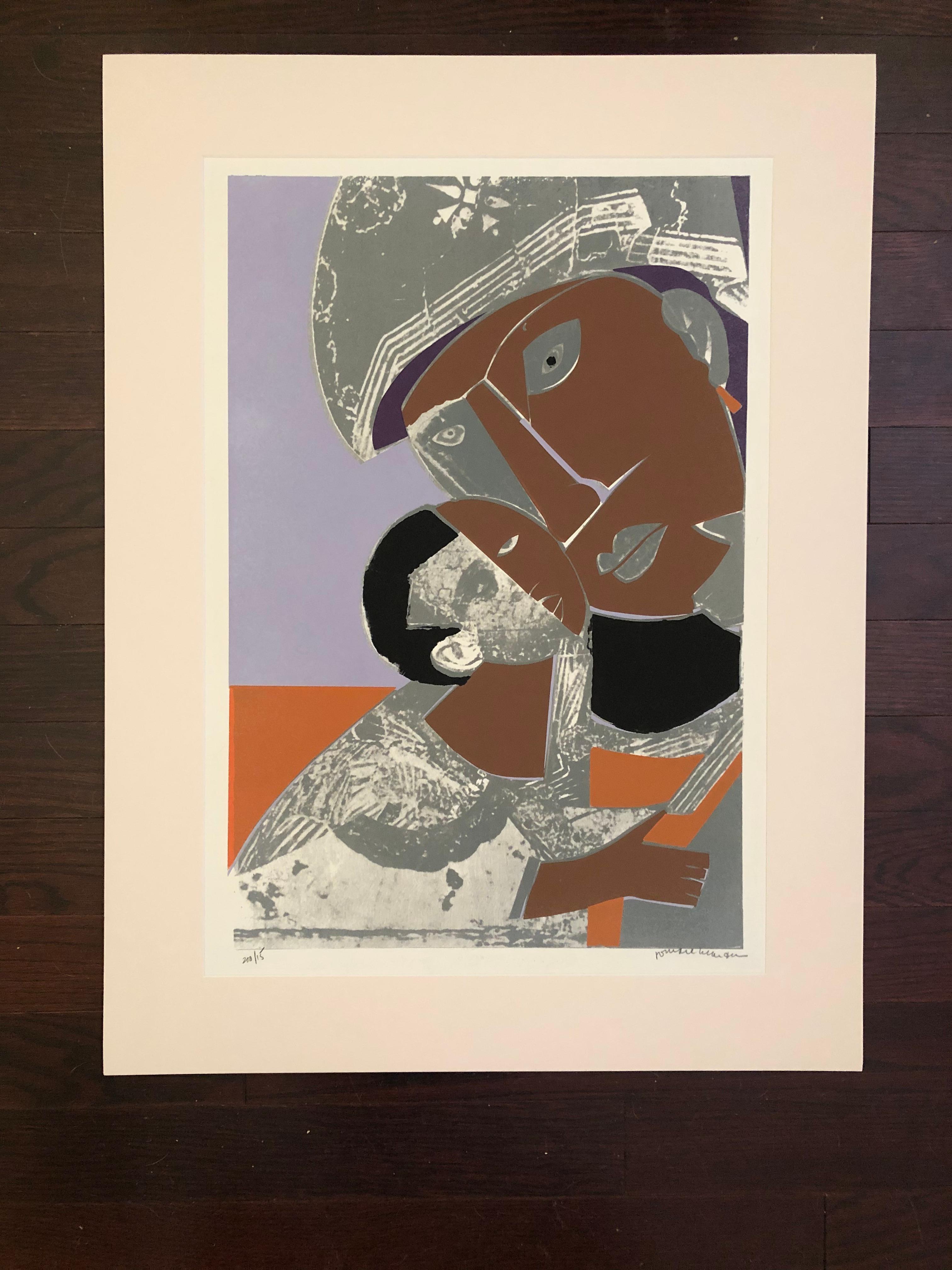 Romare Bearden 1972 Mother & Child Serigrafia in vendita 1