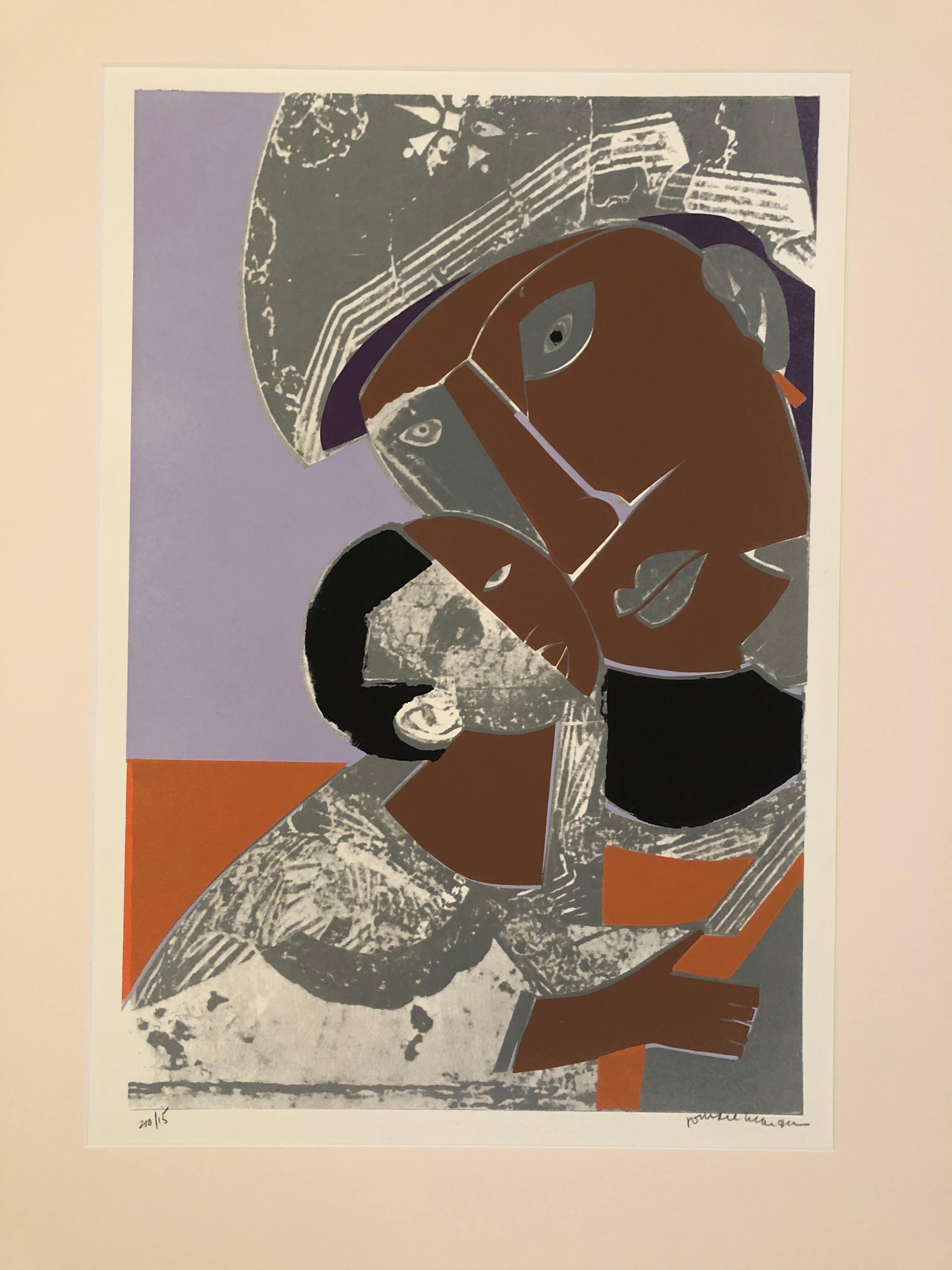 Romare Bearden 1972 Mother and Child Screenprint For Sale 1