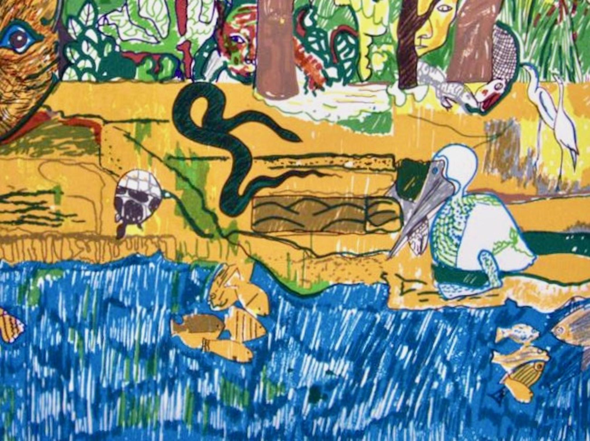 Romare Bearden, Sueños de exilio (Serpiente verde), 1971, por afroamericano, firmado en venta 2