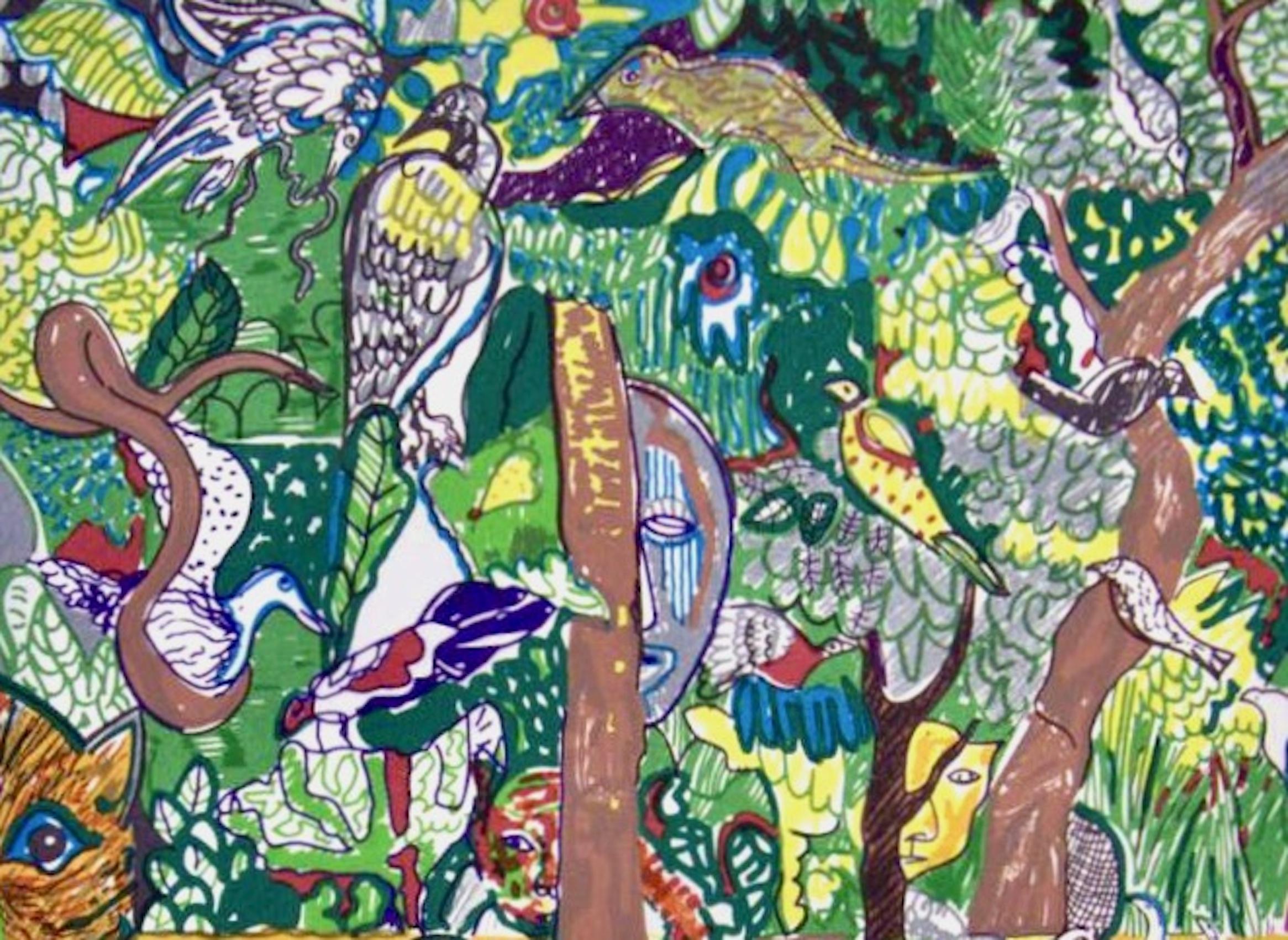 Romare Bearden, Sueños de exilio (Serpiente verde), 1971, por afroamericano, firmado en venta 3