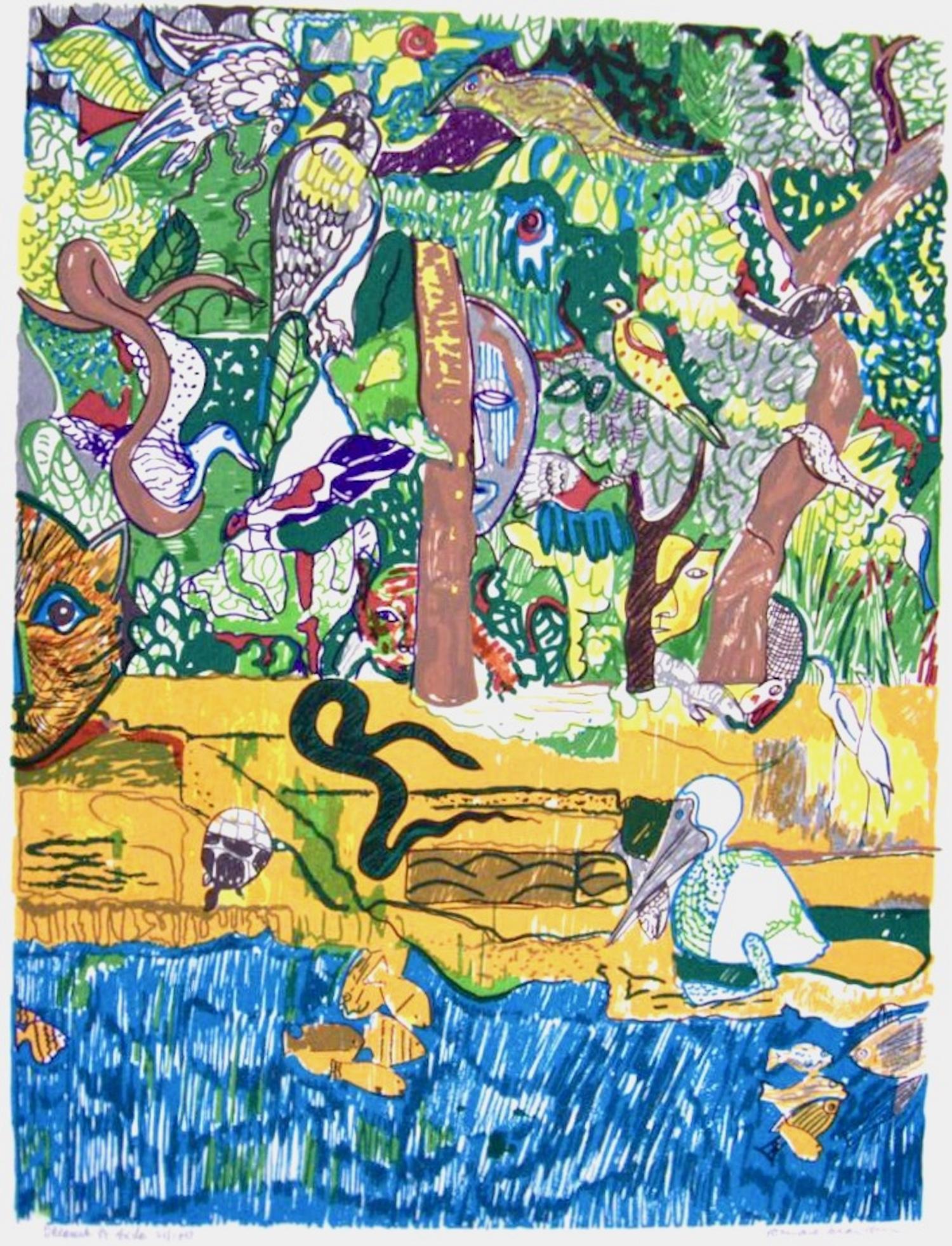Romare Bearden, Sueños de exilio (Serpiente verde), 1971, por afroamericano, firmado en venta 5