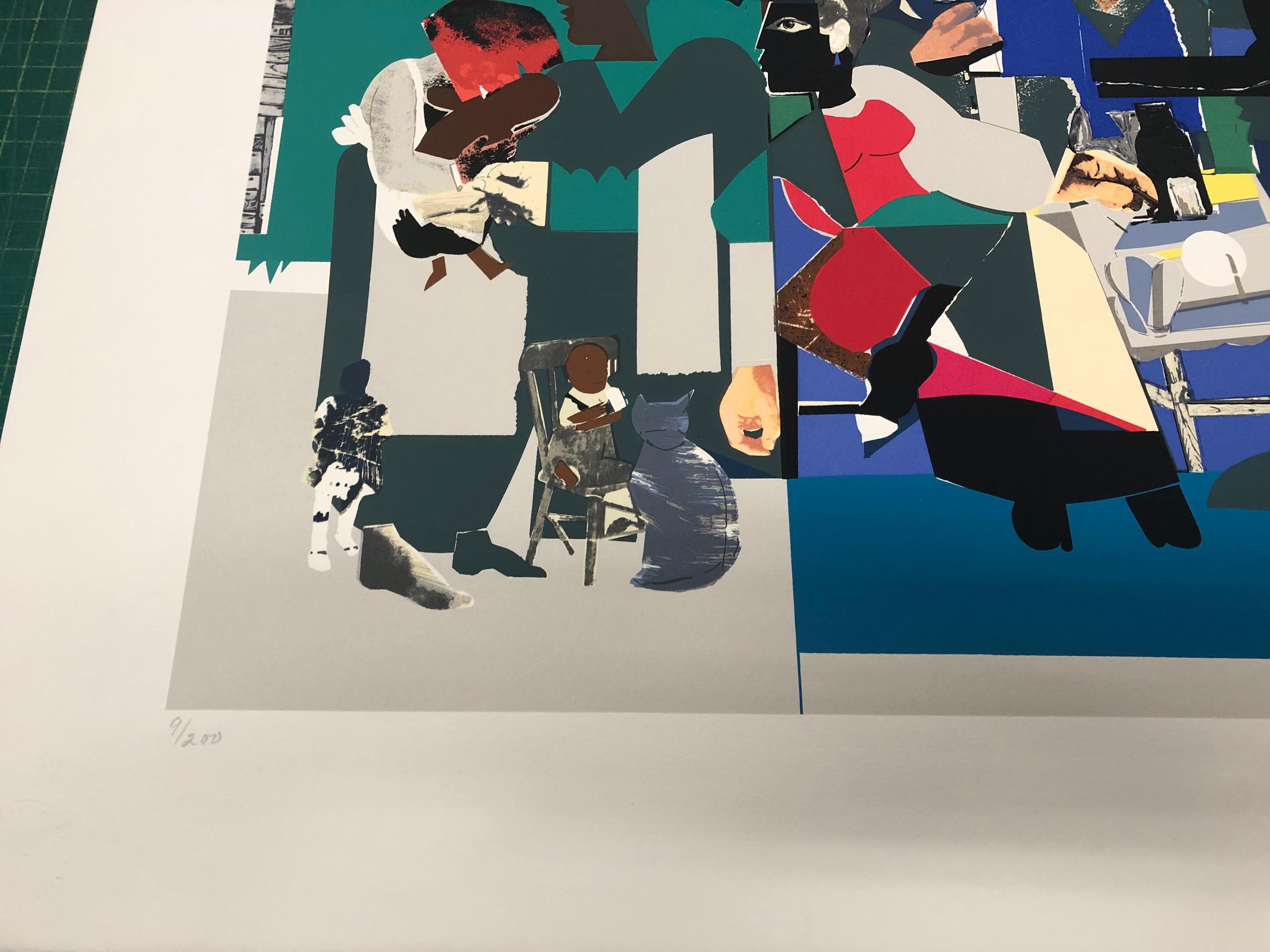 Romare Bearden 'Cena in famiglia' 1993- Serigrafia 9