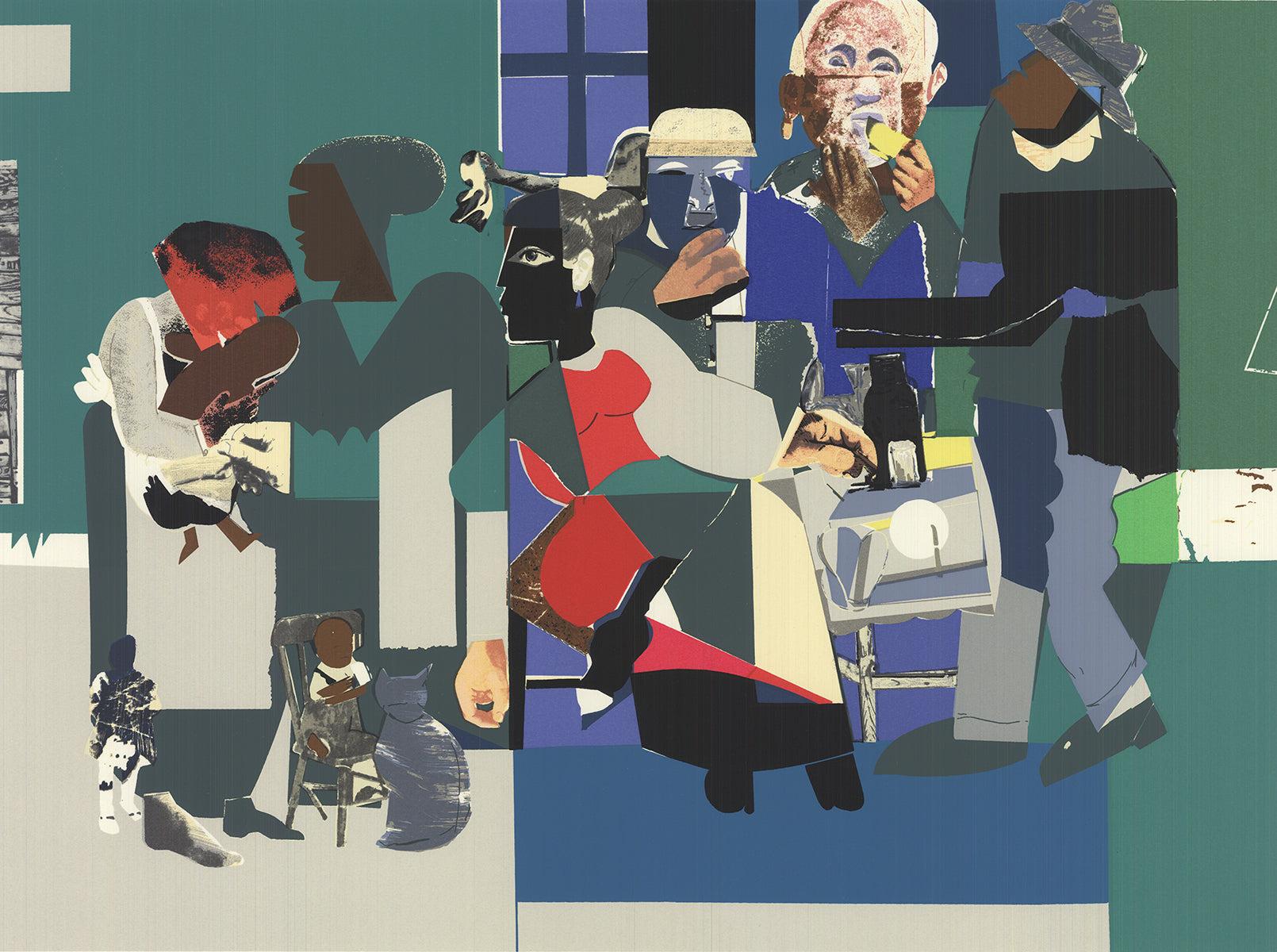 Romare Bearden 'Cena in famiglia' 1993- Serigrafia 1