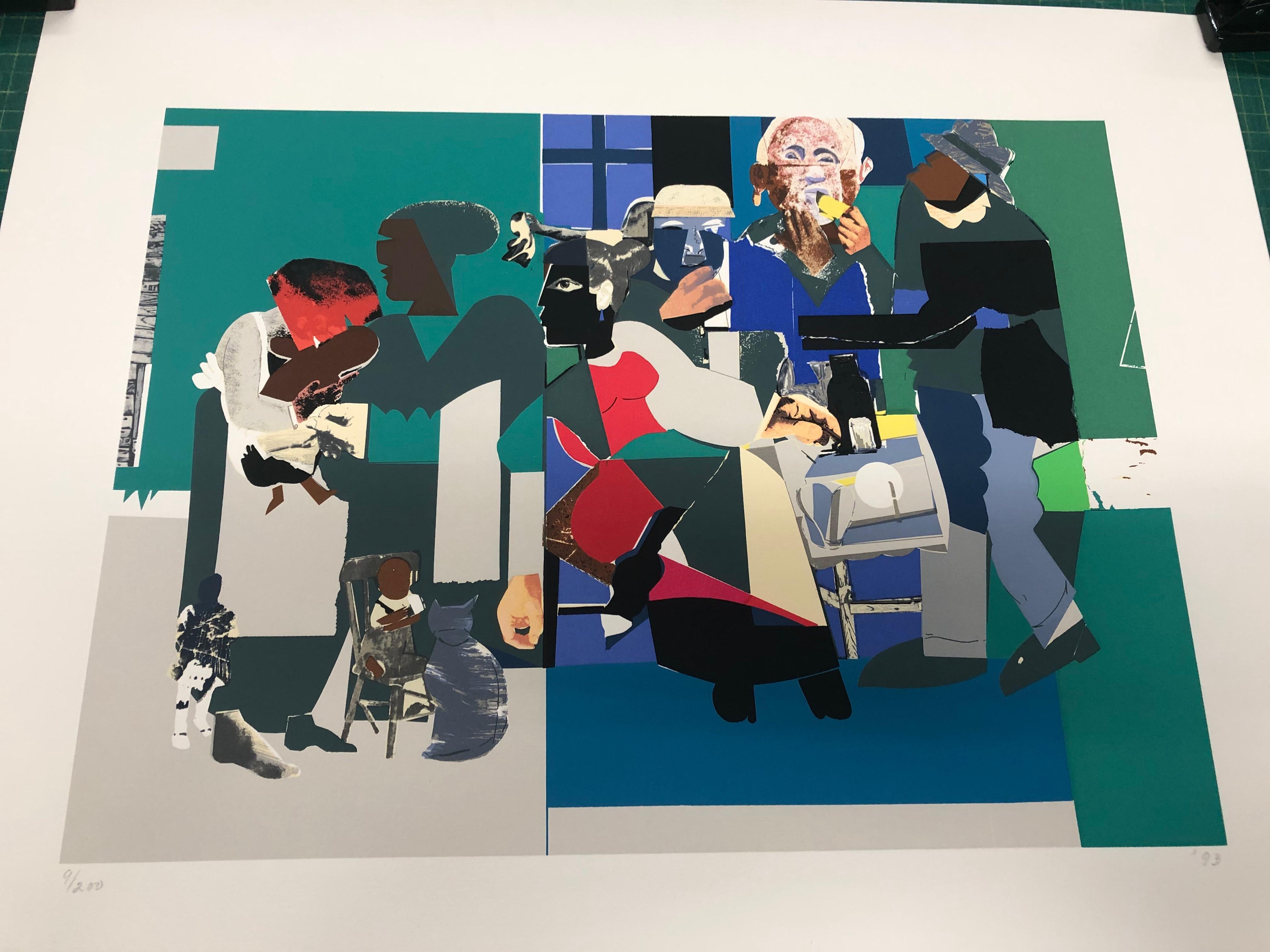 Romare Bearden 'Cena in famiglia' 1993- Serigrafia 5