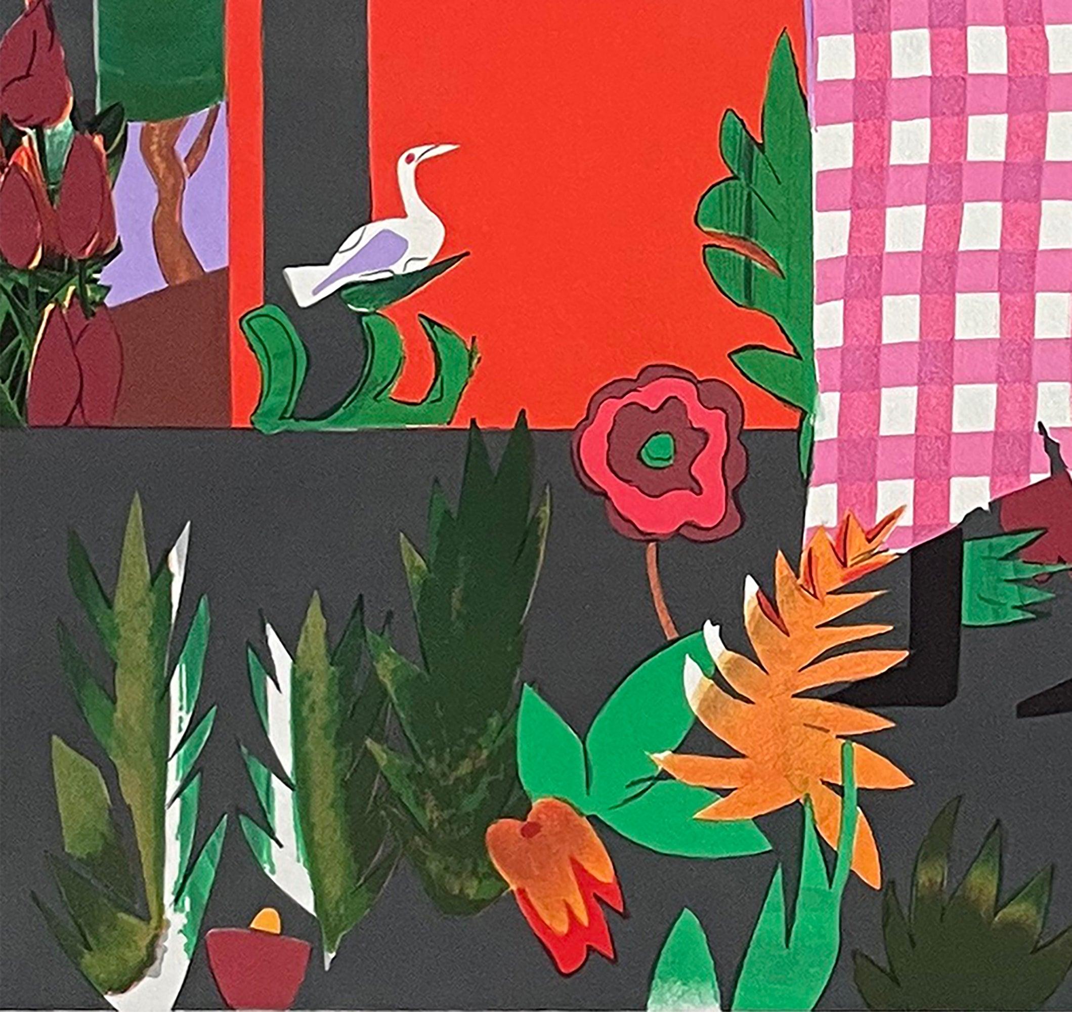 Romare Bearden 'Girl in Garden' 1979- Lithographie- Signée, Vintage en vente 3