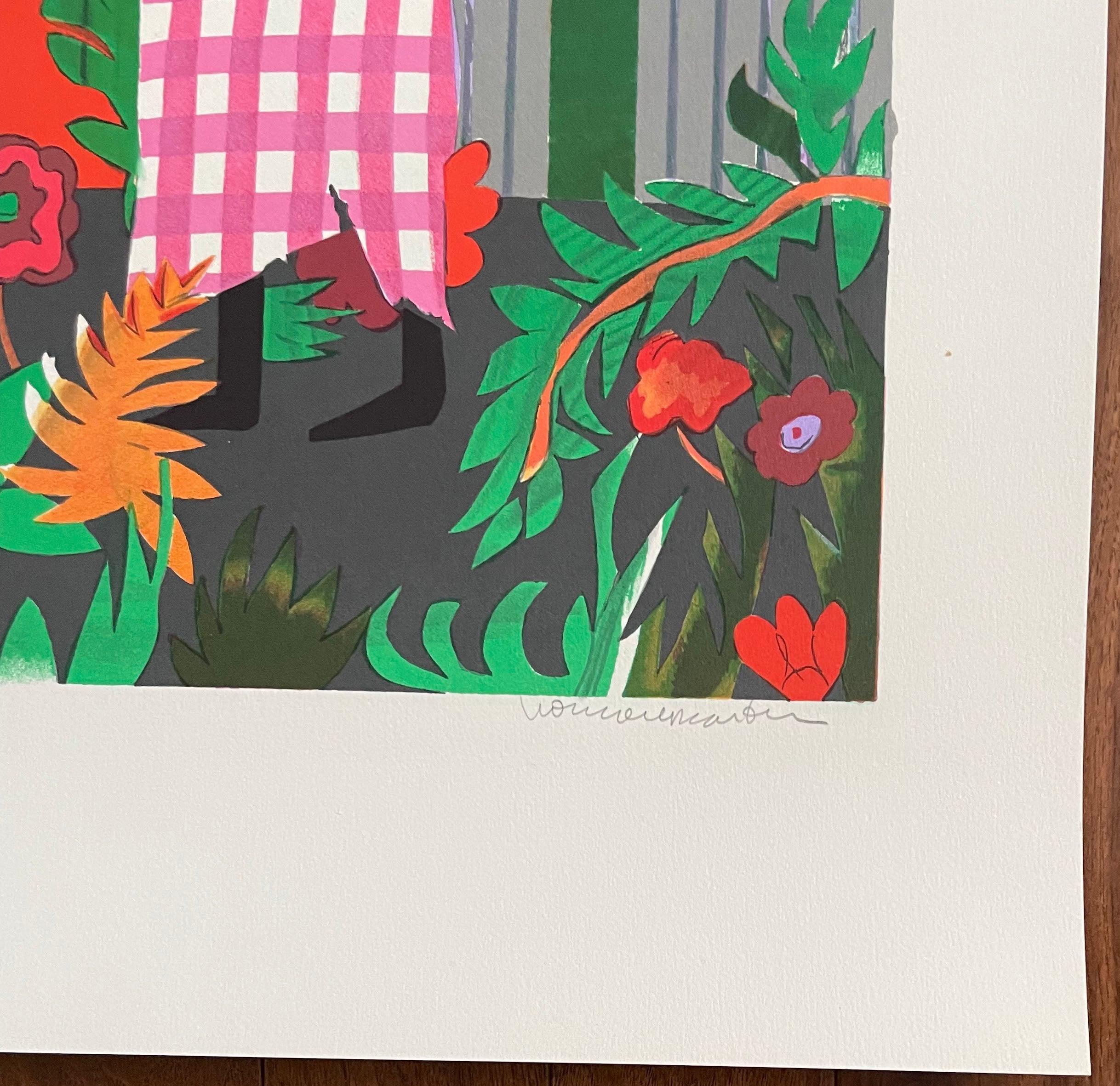 Romare Bearden 'Girl in Garden' 1979- Lithographie- Signée, Vintage en vente 5