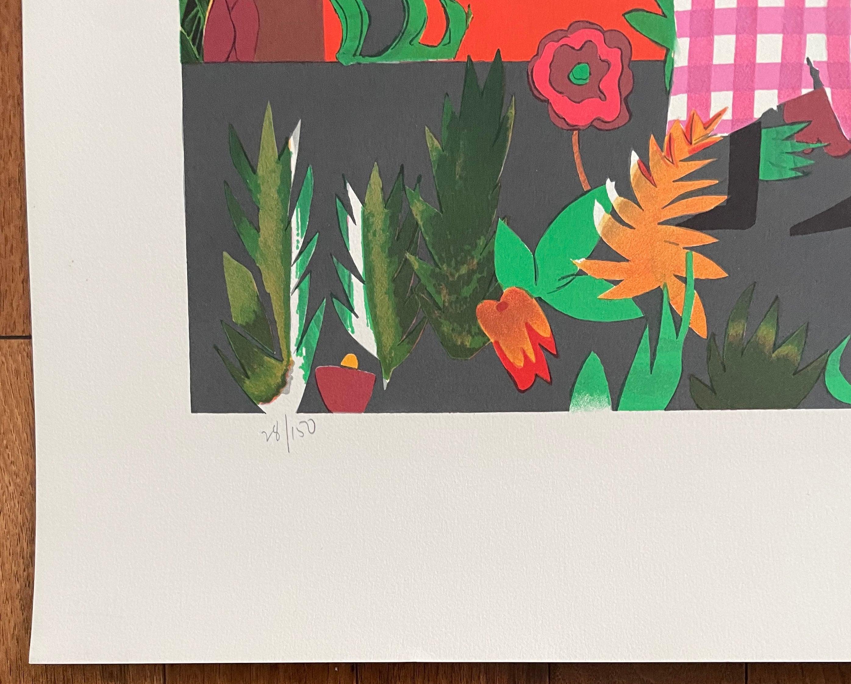 Romare Bearden 'Girl in Garden' 1979- Lithographie- Signée, Vintage en vente 6
