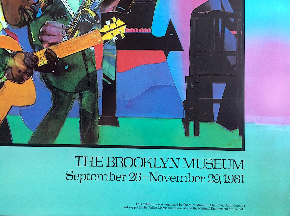 Romare Bearden JAMMING AT THE SAVOY Vintage 1981 Brooklyn Museum Poster, Jazz For Sale 3