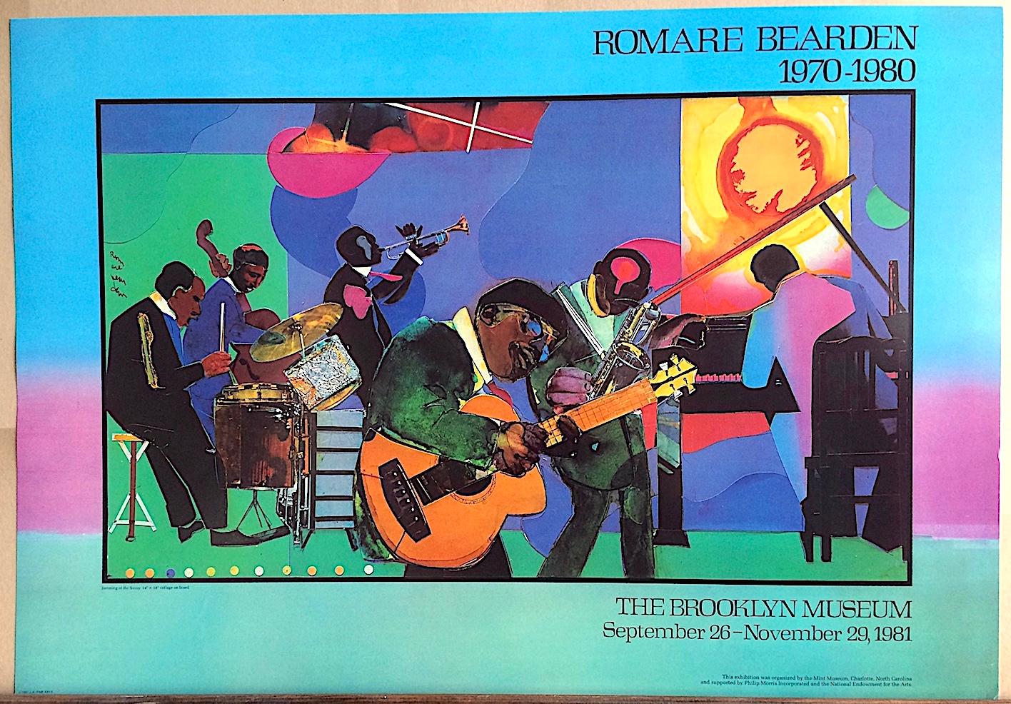 Romare Bearden JAMMING AT THE SAVOY Original 981 Brooklyn Museum Poster, Jazz For Sale 4