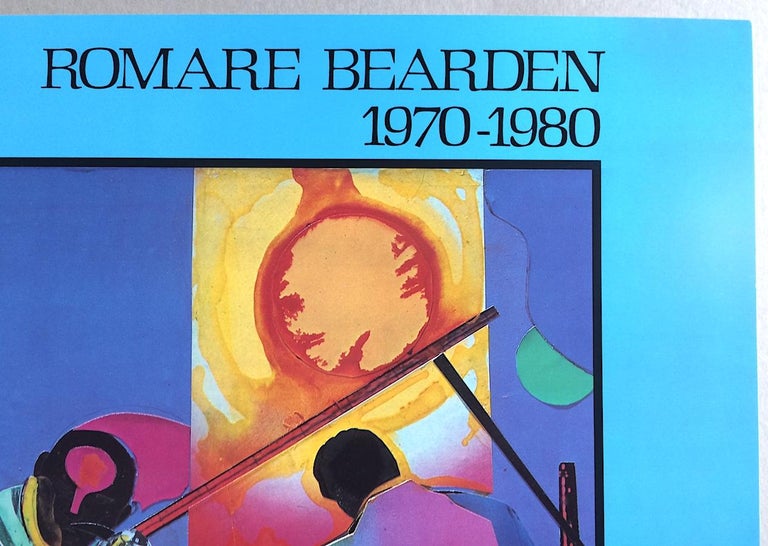 Romare Bearden JAMMING AT THE SAVOY The Brooklyn Museum 1981 Exhibition Poster  - Blue Figurative Print by Romare Bearden