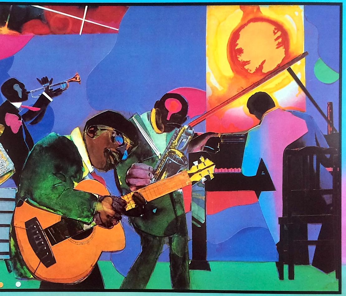 Romare Bearden JAMMING AT THE SAVOY Vintage 1981 Brooklyn Museum Poster, Jazz For Sale 3