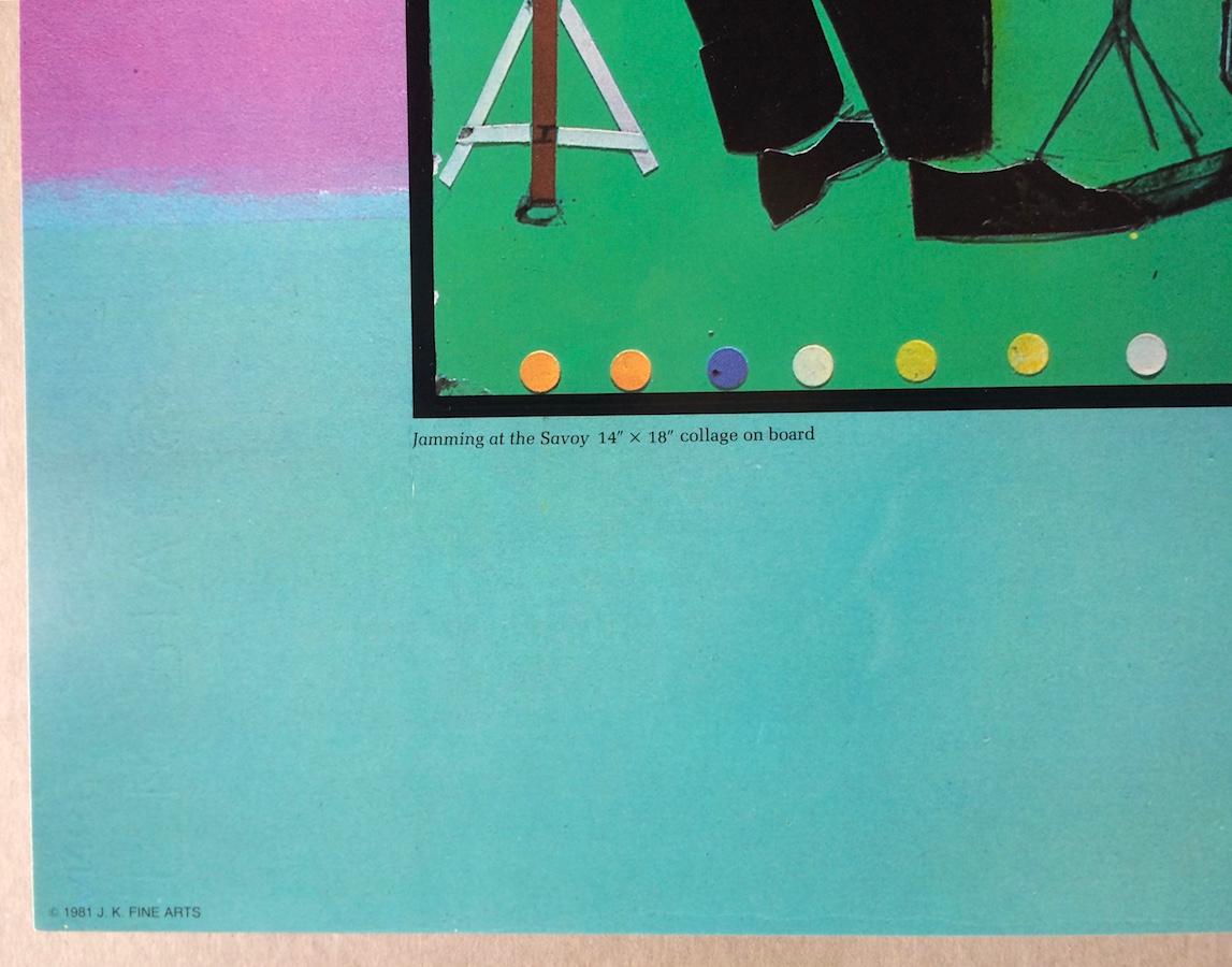 Romare Bearden JAMMING AT THE SAVOY Vintage 1981 Brooklyn Museum Poster, Jazz For Sale 4