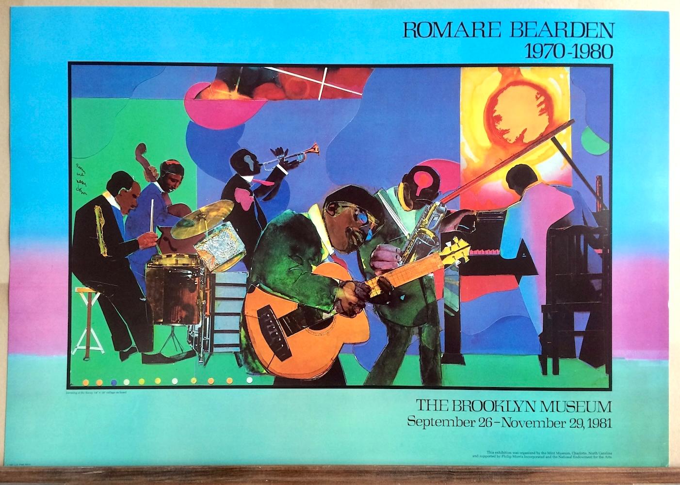 Romare Bearden JAMMING AT THE SAVOY Vintage 1981 Brooklyn Museum Poster, Jazz For Sale 7