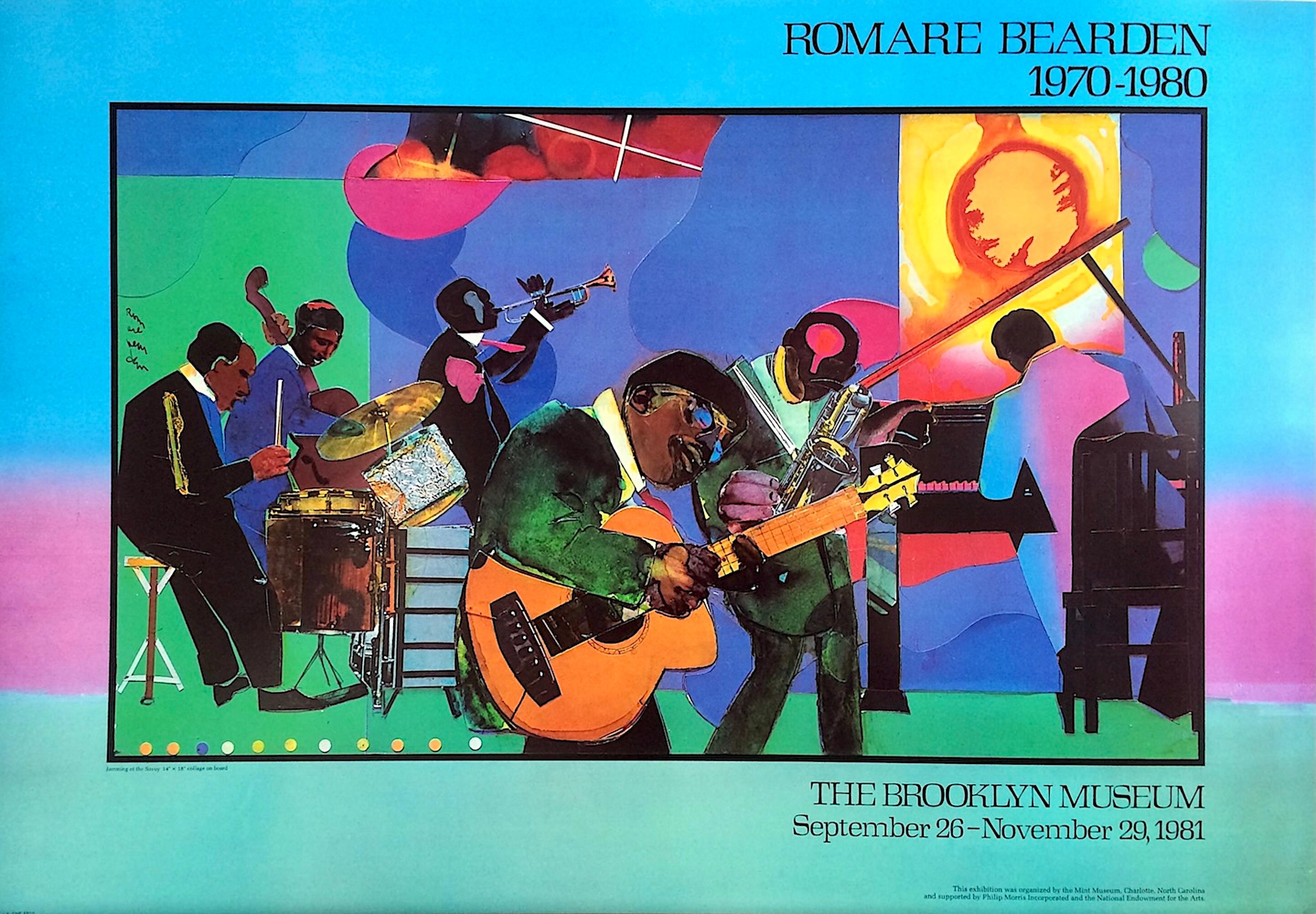 ROMARE BEARDEN 1970-1980
Museo de Brooklyn, 26 de septiembre-29 de noviembre de 1981
Póster vintage de 1981 de la exposición "Jamming At The Savoy" (imagen del collage original de 14" x 18" sobre tabla de Bearden) 

Tamaño - 22 x 31,5, sin enmarcar,