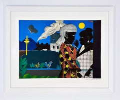 Original Romare Bearden Lithograph, 1977, The Conversation