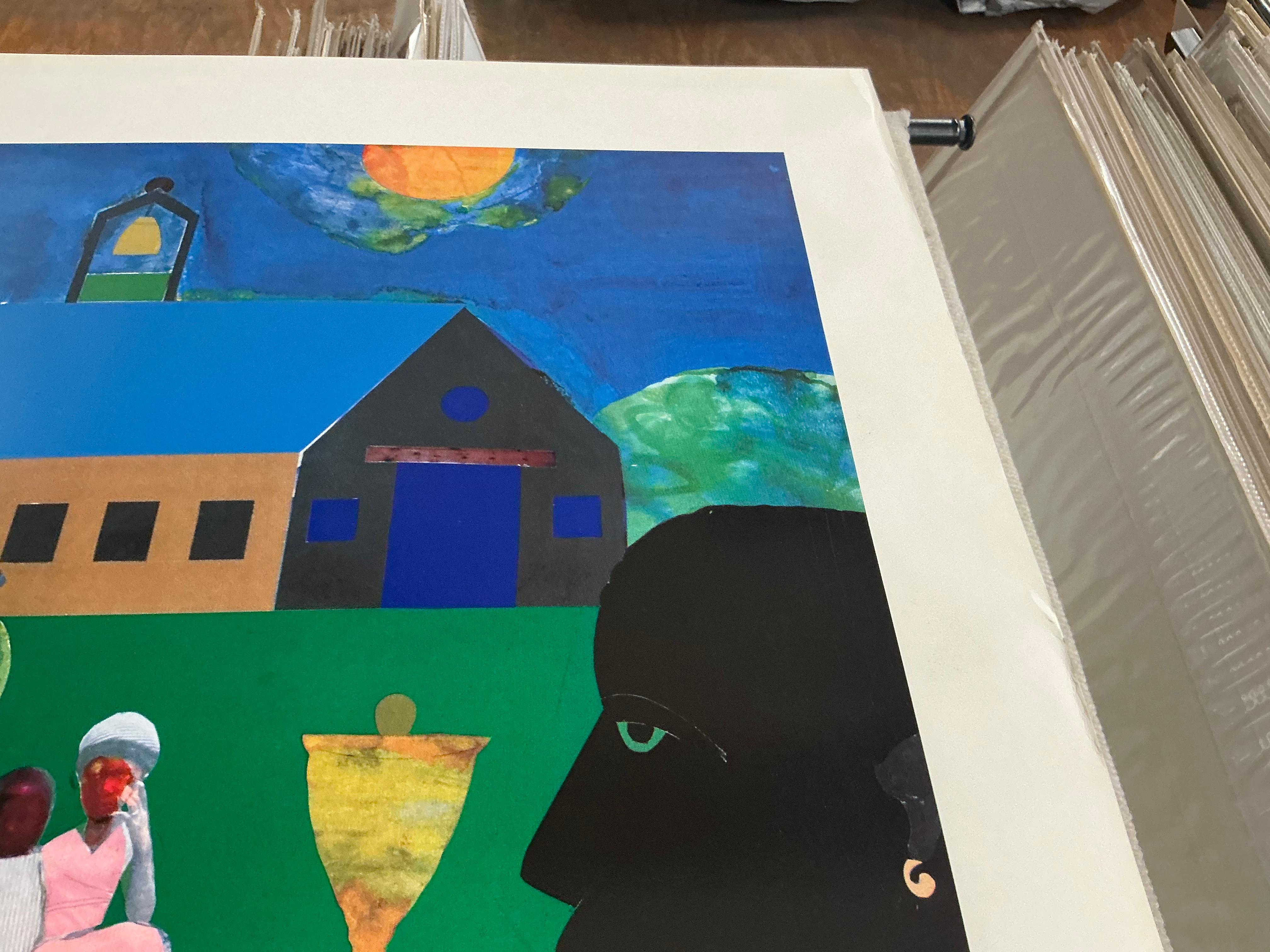 Serigrafia di Bearden 'Ora della campanella' Afroamericana in vendita 10