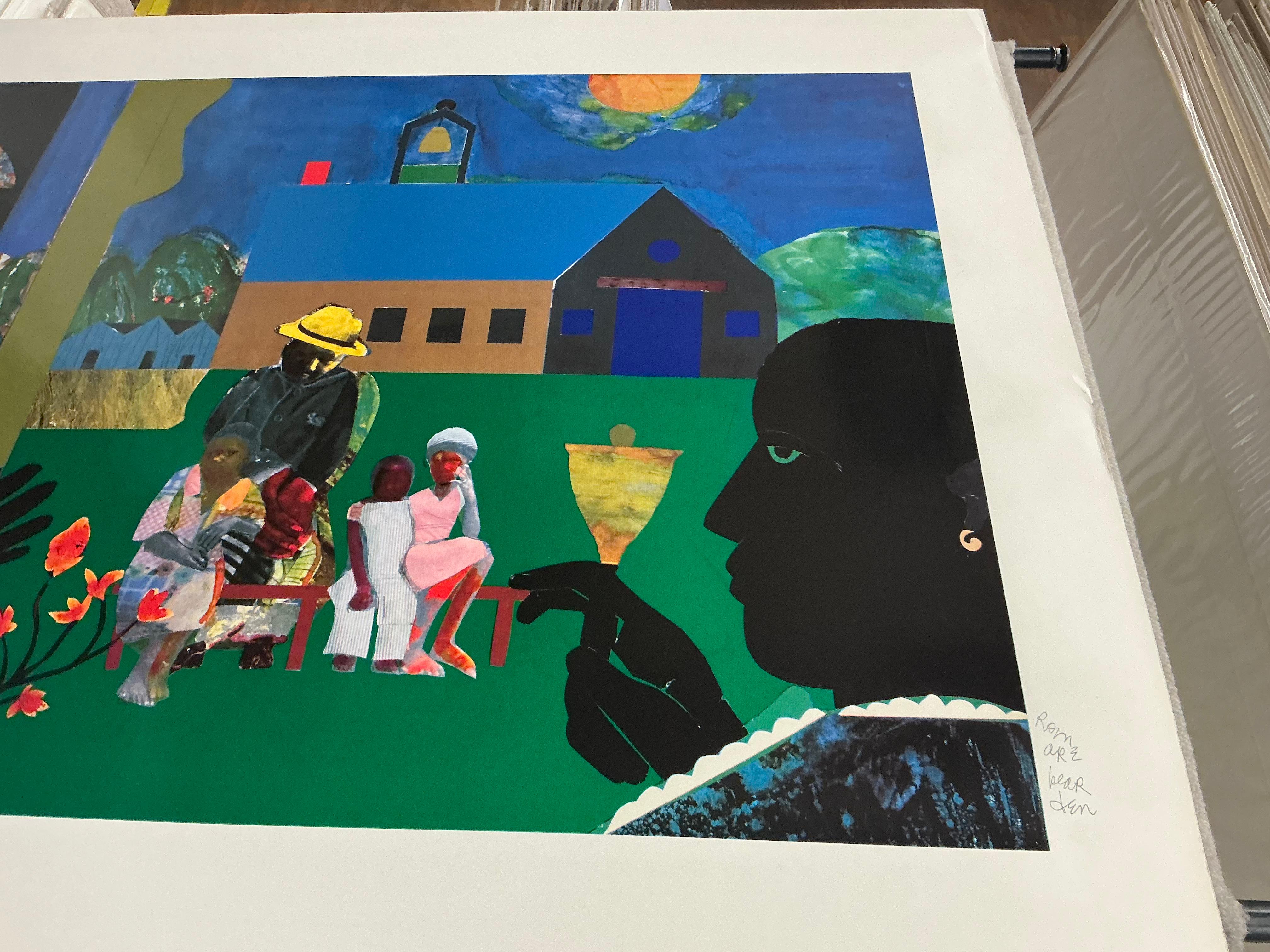 Serigrafia di Bearden 'Ora della campanella' Afroamericana in vendita 14