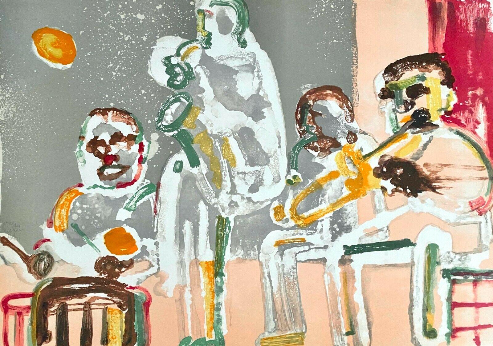 Artist: Romare Bearden (1911-1988)
Title: Tenor Sermon (Gelburd/Rosenberg 75)
Year: 1979
Medium: Lithograph on Arches paper
Edition: 101/175, plus proofs
Size: 24.75 x 34.75 inches
Condition: Excellent
Inscription: Signed and numbered by the