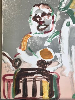 TENOR SERMON Signed Lithograph, Abstract Jazz Portrait, African American Culture