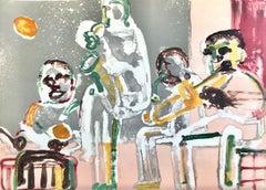 TENOR SERMÓN Litografía Firmada, Retrato Abstracto Música Jazz Tambor Saxo Trombón