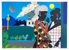 THE CONVERSATION Litografia firmata, Donne nere, treno, cultura afroamericana