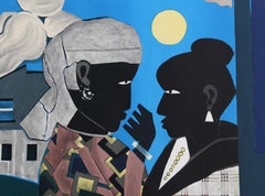 The Conversation, Signed Modern Lithograph by Romare Bearden