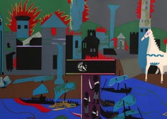 The Fall of Troy from the Odysseys Suite, Modern Screenprint by Romare Bearden