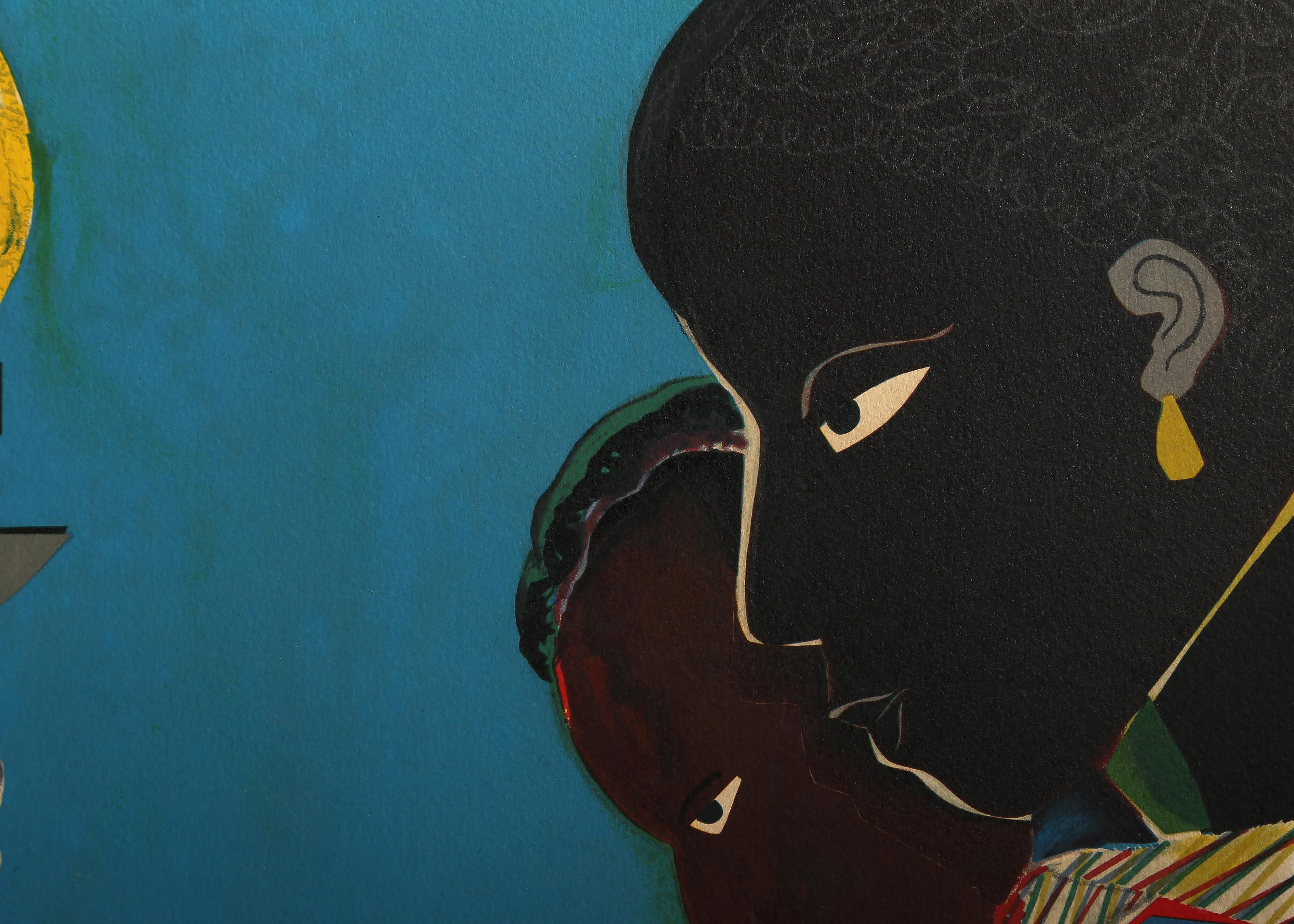 La lampe, lithographie moderne de Romare Bearden en vente 1
