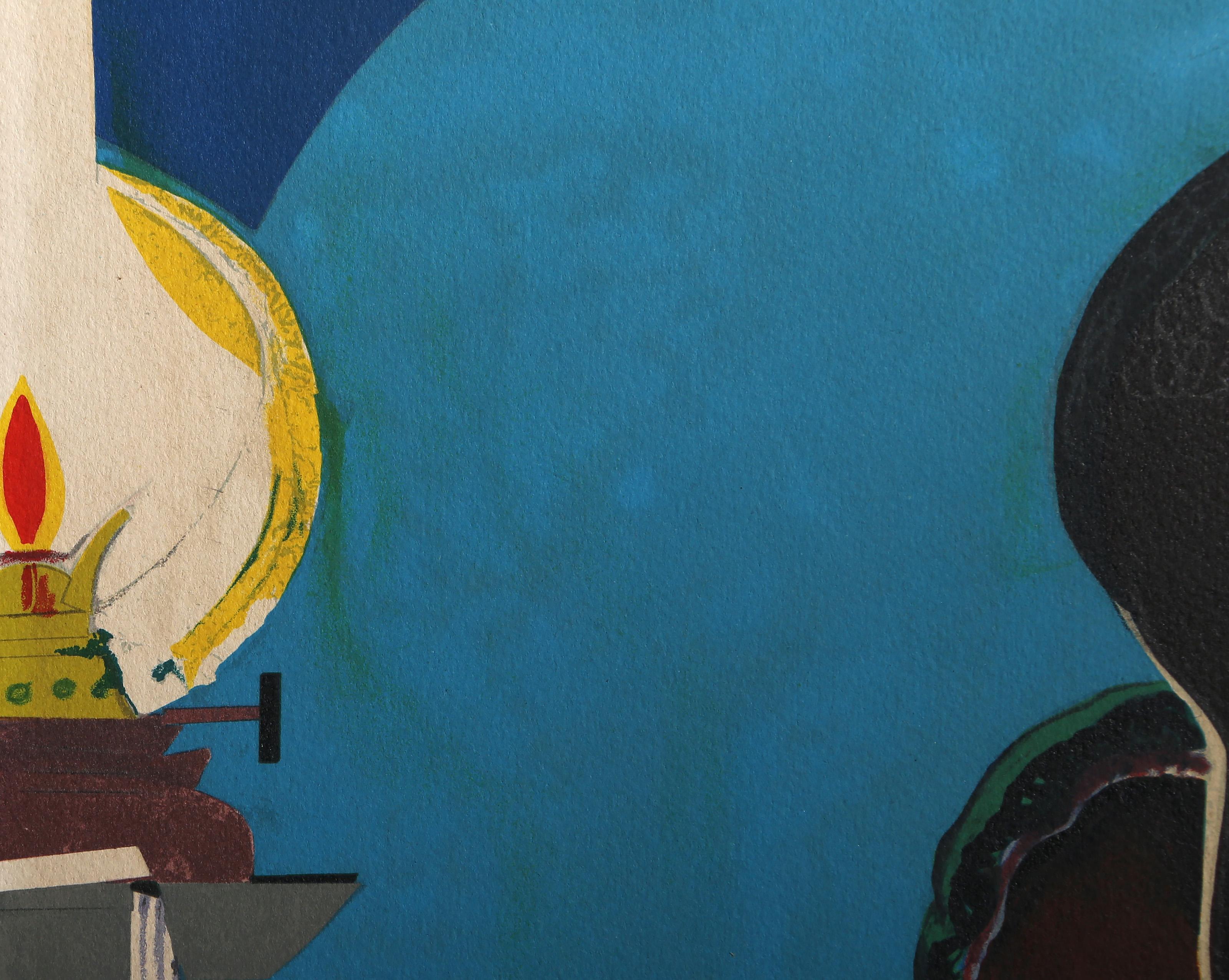 La lampe, lithographie moderne de Romare Bearden en vente 2