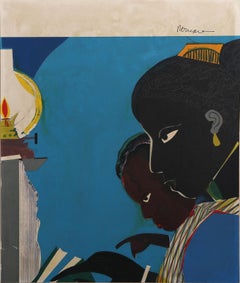 La lampe, lithographie moderne de Romare Bearden