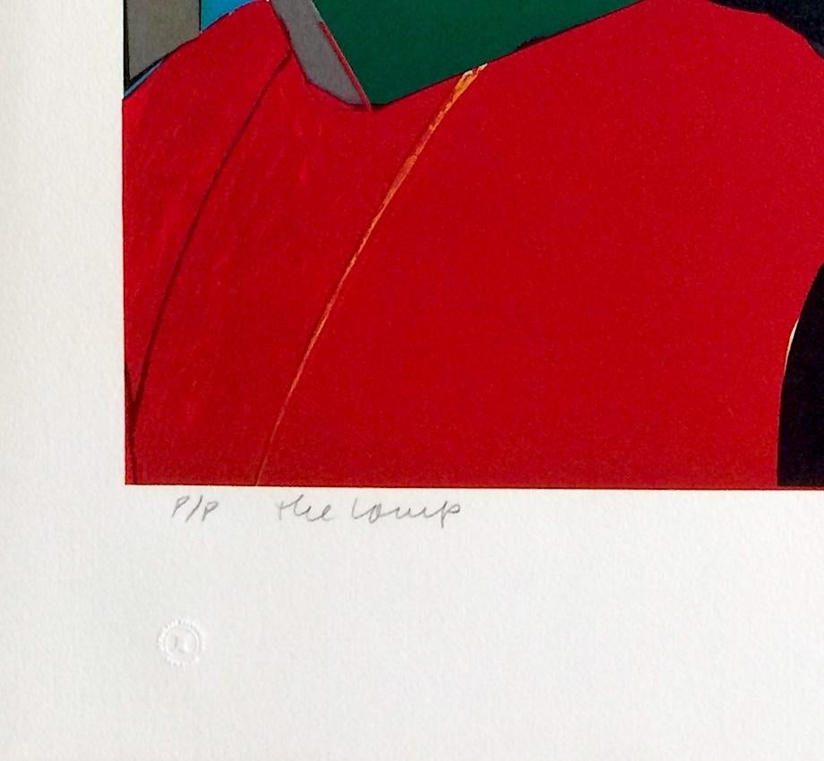 THE LAMP Signed Lithograph Black Mother and Child Reading Brown vs. Board of Ed. - Blue Interior Print by Romare Bearden