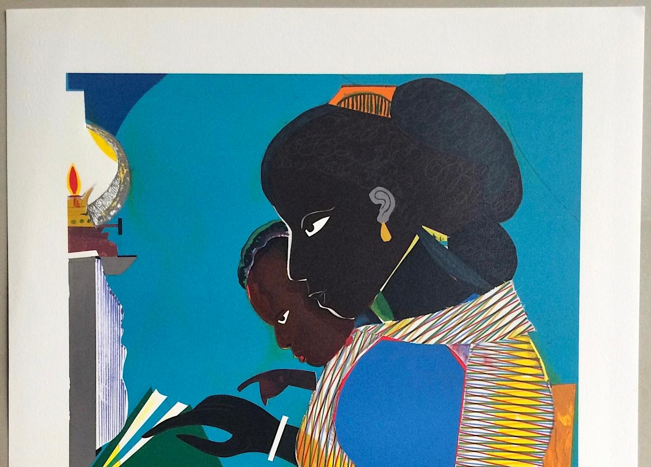 THE LAMP Signed Lithograph Black Mother and Child Reading Brown vs. Board of Ed. For Sale 1