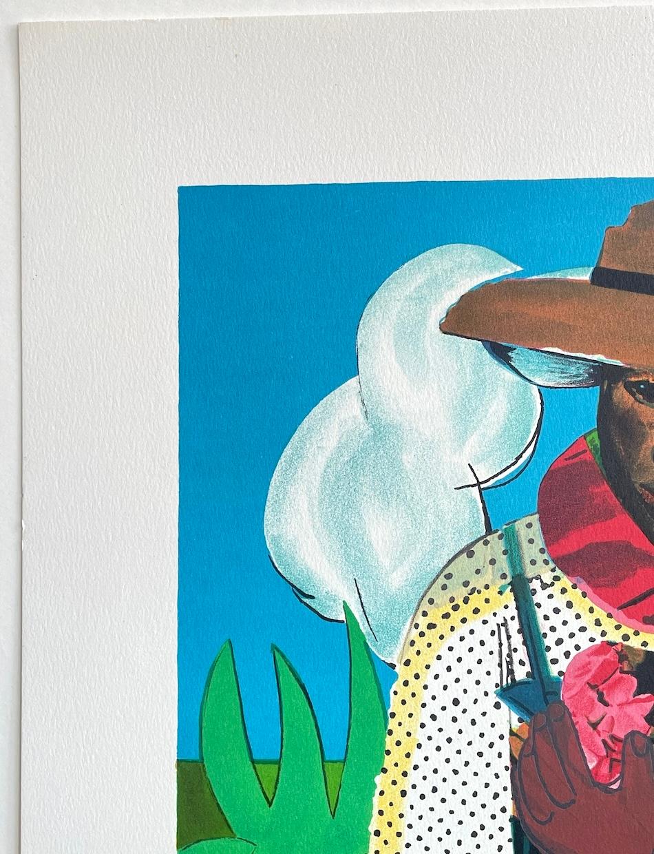 LA LANTERA Litografía firmada a mano, retrato collage, herencia afroamericana - Print Contemporáneo de Romare Bearden