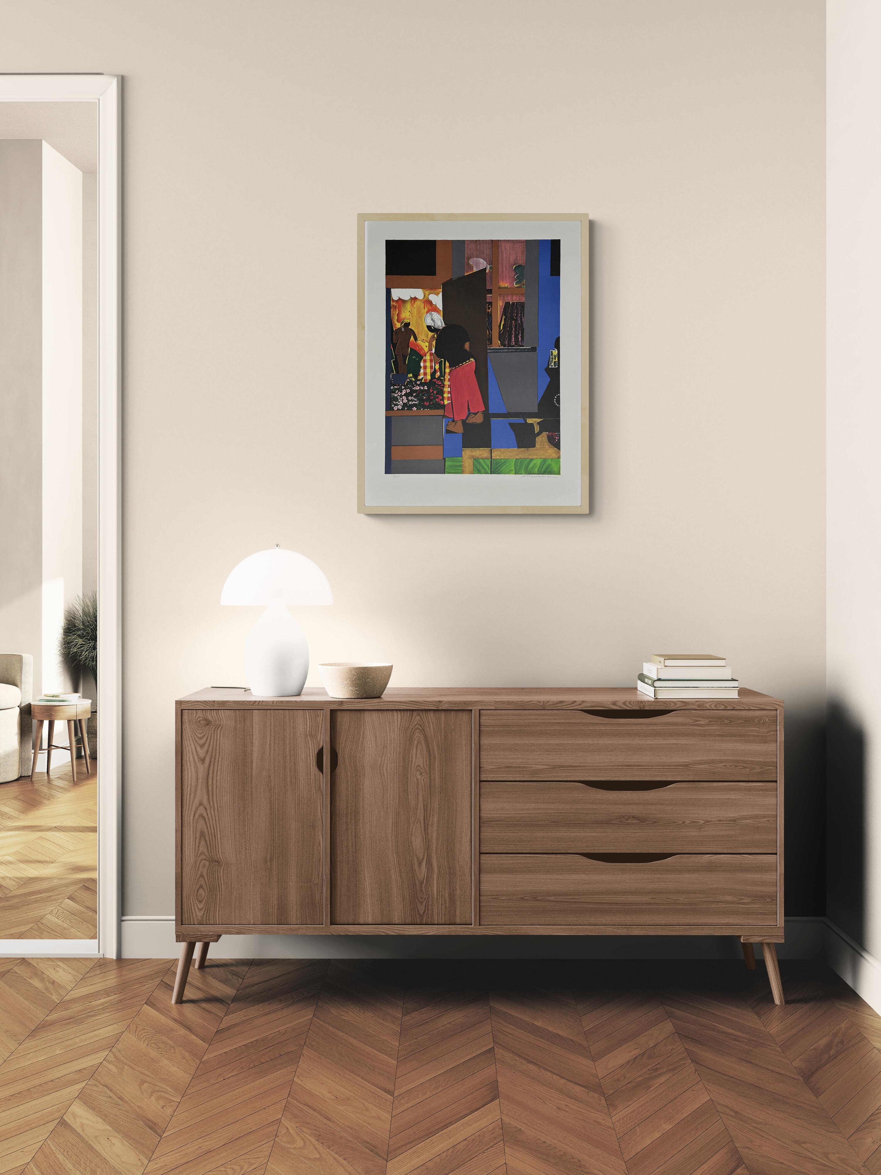 La porta aperta 1979 Litografia firmata in edizione limitata - Print di Romare Bearden
