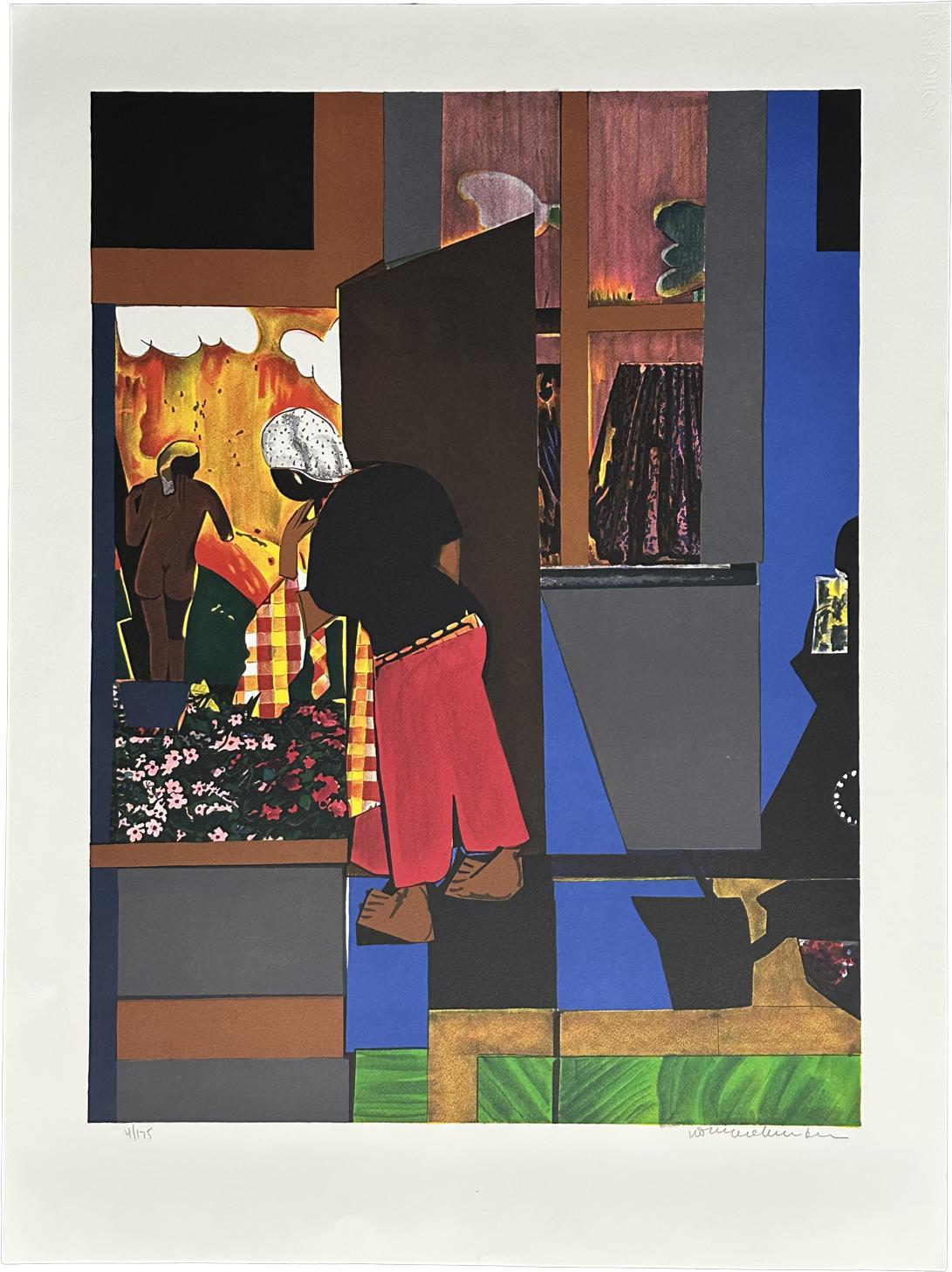 Figurative Print di Romare Bearden - La porta aperta 1979 Litografia firmata in edizione limitata