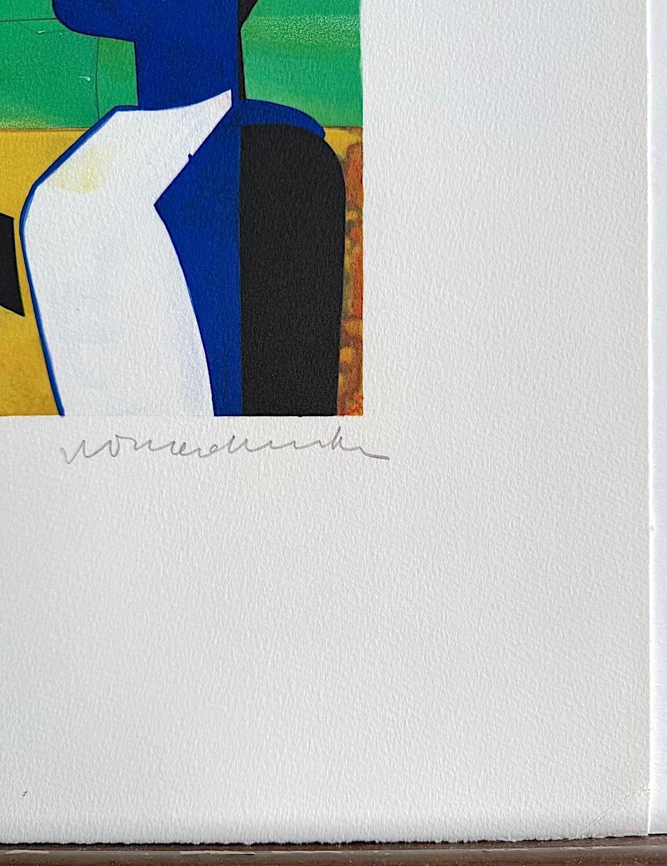 DOS MUNDOS, CARAS DEL FUTURO Litografía firmada, collage figurativo Cielo nocturno en venta 3