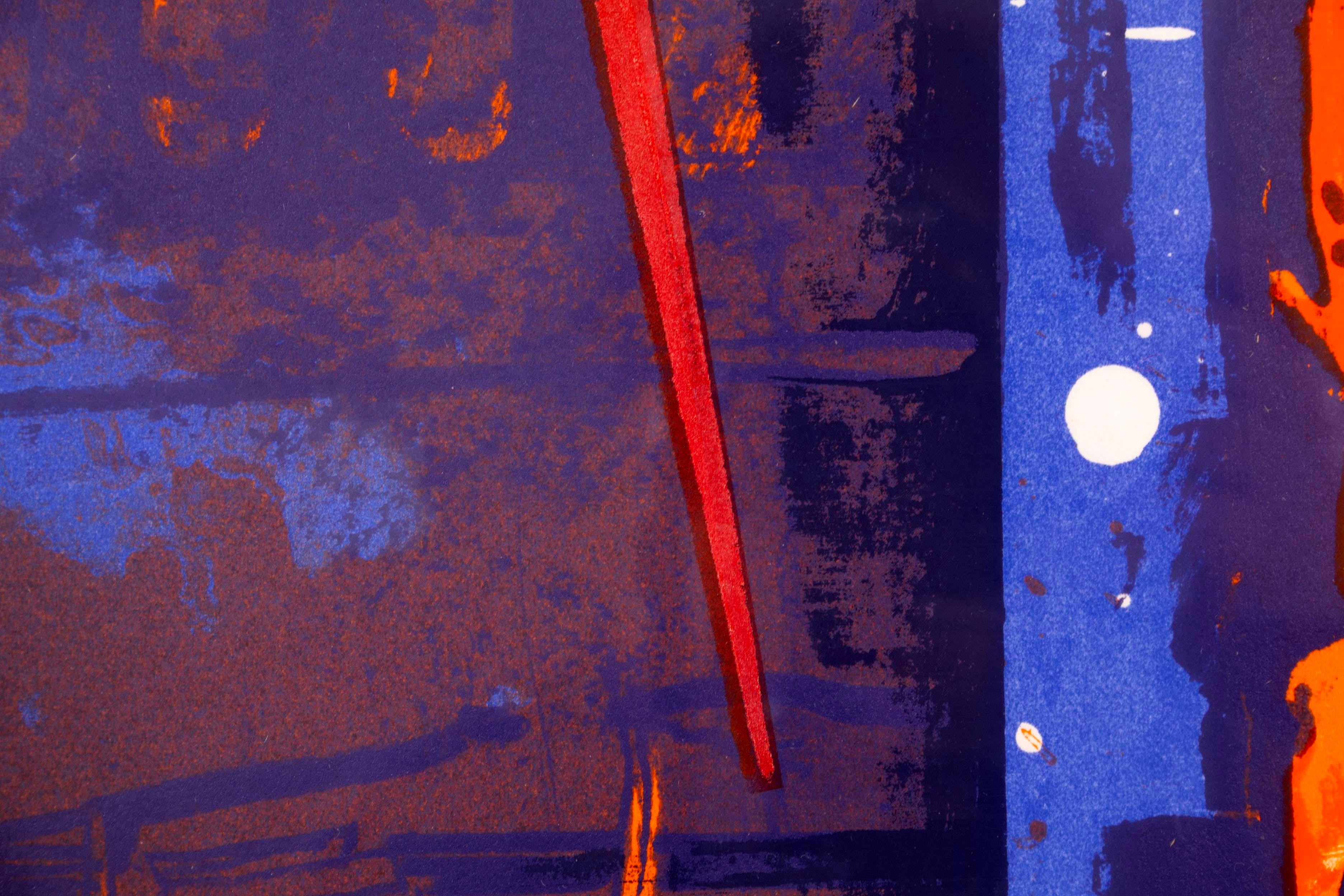 Carta Romas Viesulas Overpass X Litografia astratta contemporanea su carta firmata 1970