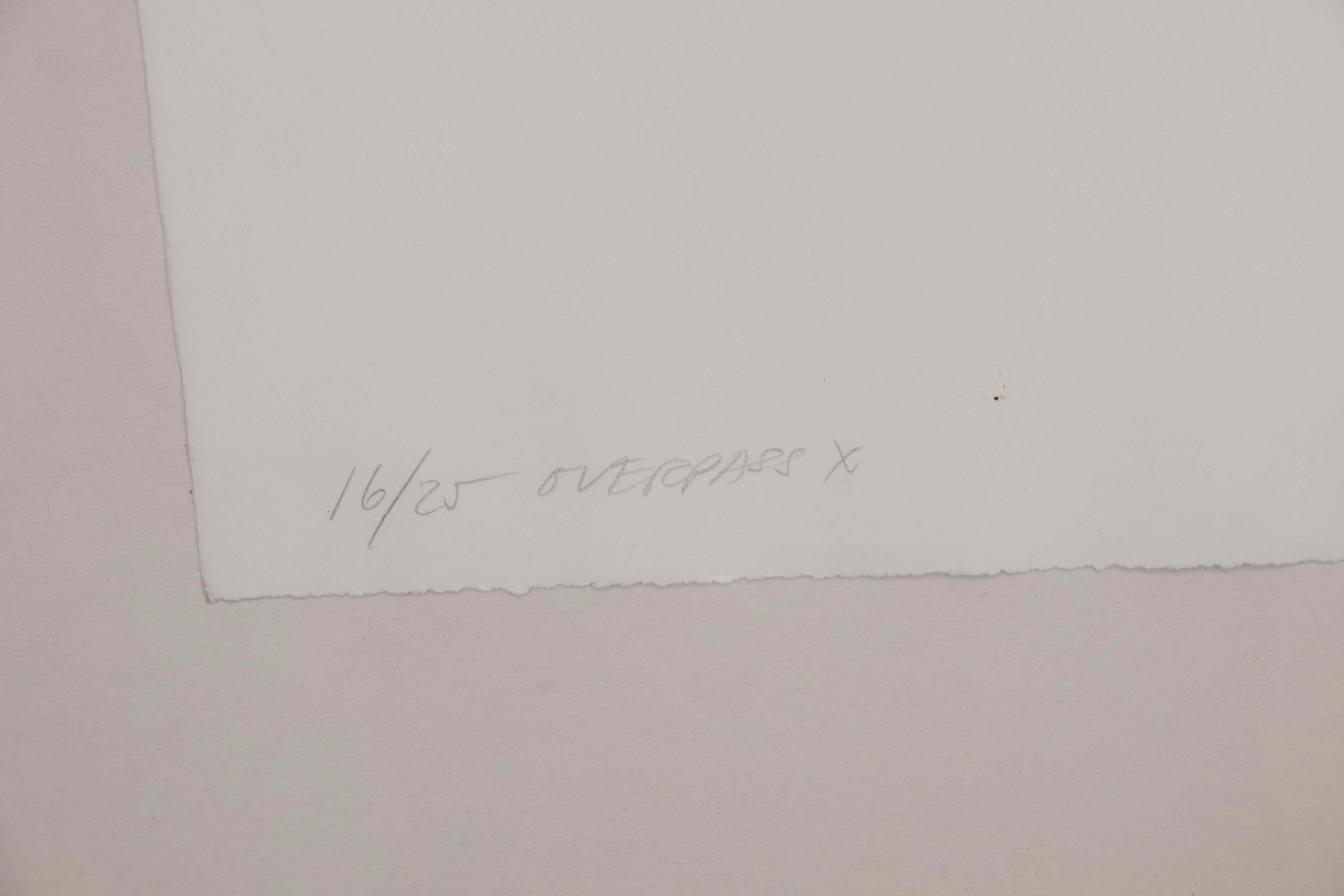 Romas Viesulas Overpass X Litografia astratta contemporanea su carta firmata 1970 1