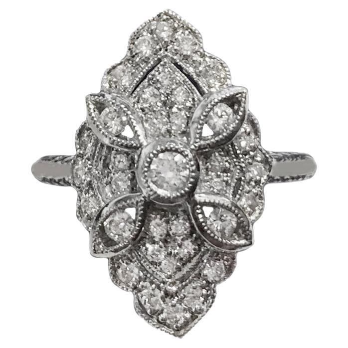 Bague en forme de gousset avec diamants, 1,00 carat