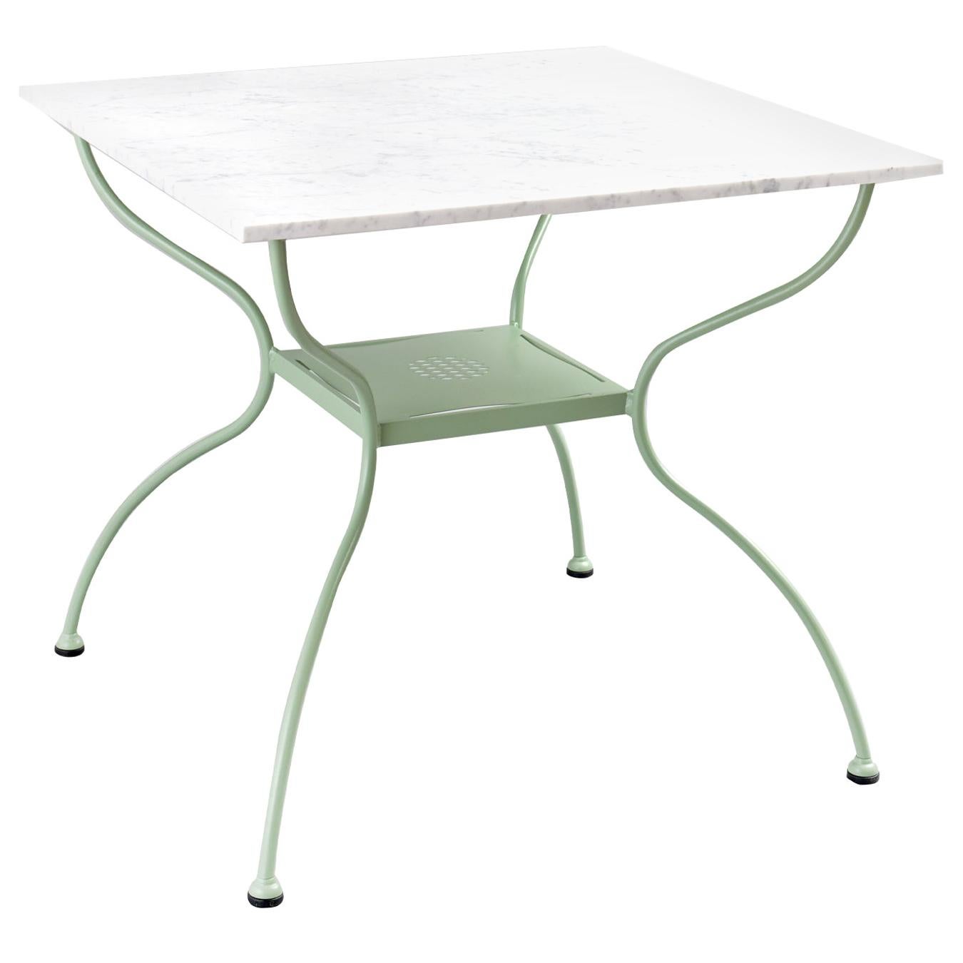 Rombo Outdoor Green Wrought Iron Dining Table For Sale