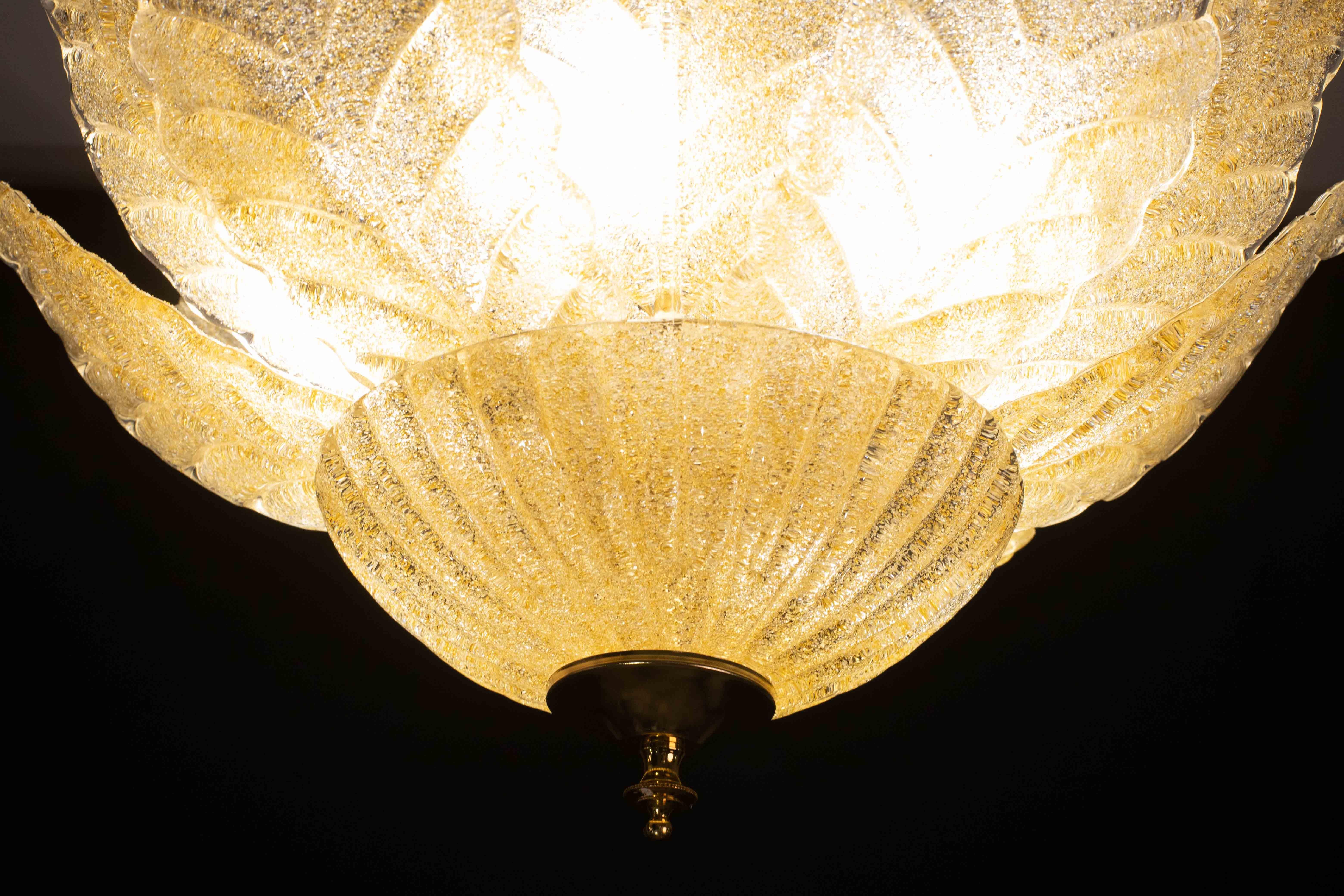 Roma, Lámpara de Techo o Empotrable de Cristal Dorado de Murano, Década de 1970 en venta 6