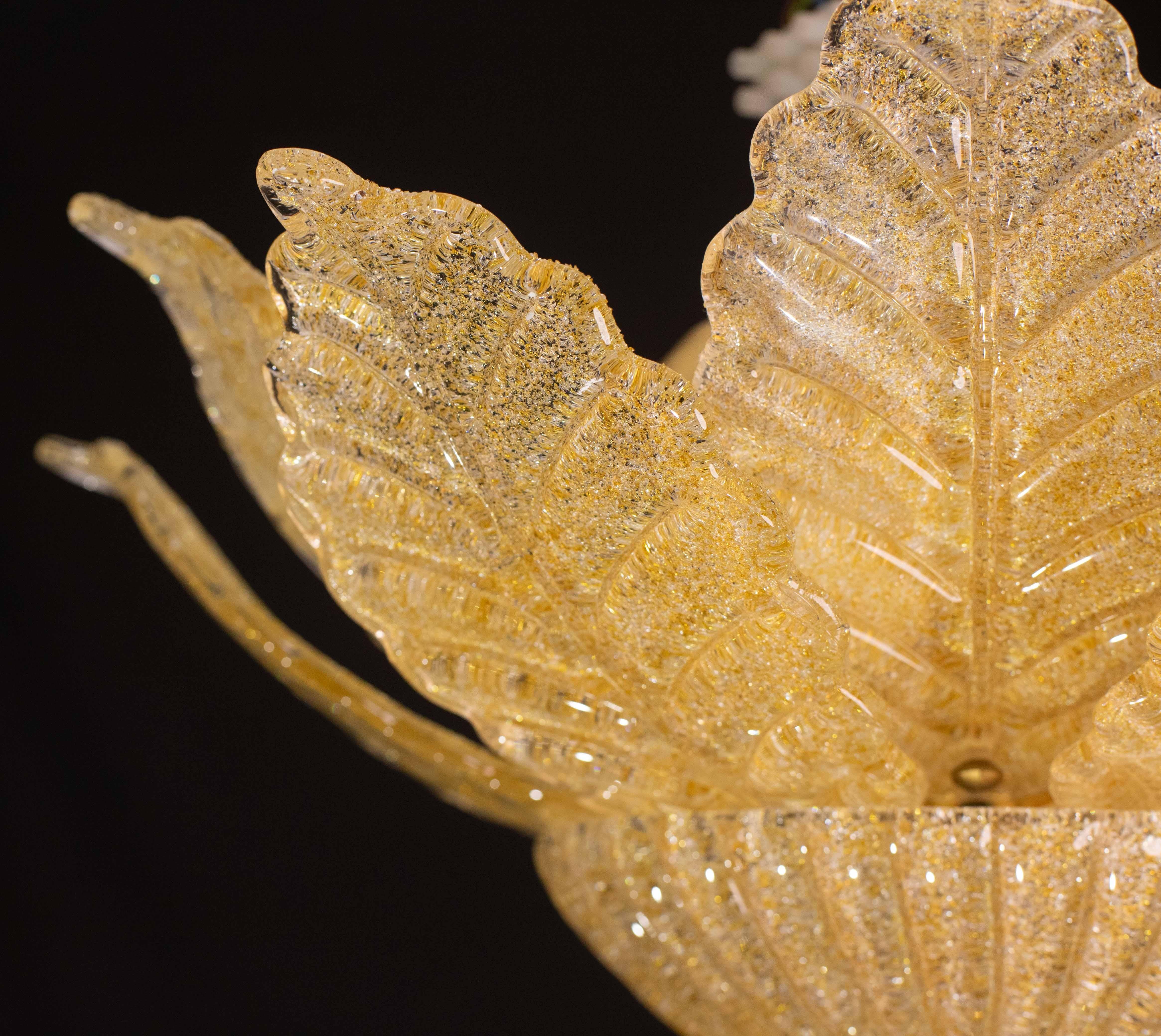 Roma, Lámpara de Techo o Empotrable de Cristal Dorado de Murano, Década de 1970 Cristal de Murano en venta
